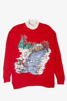 Vintage Winter Scene Ugly Christmas Sweater (1990s)