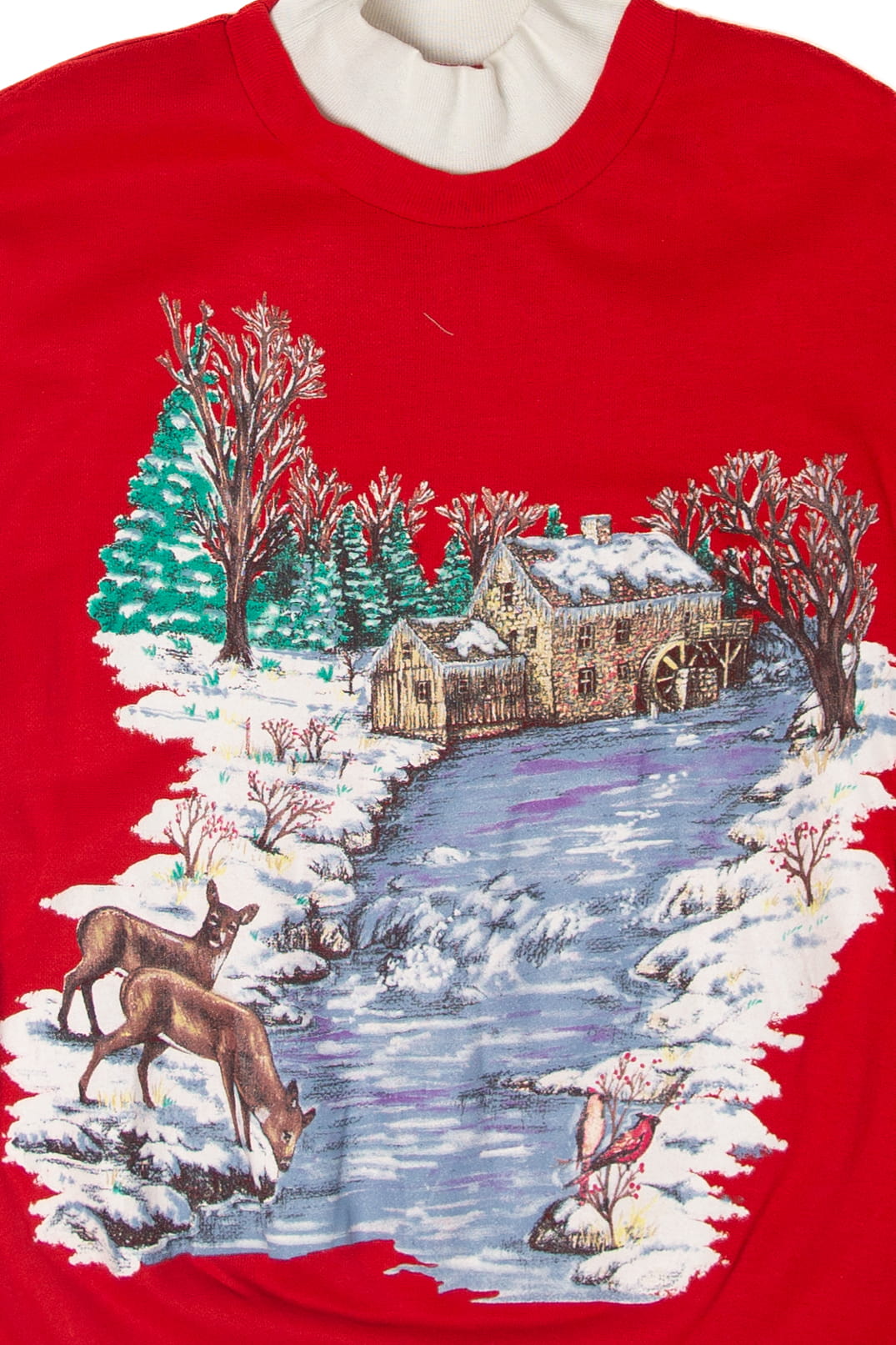 Vintage Winter Scene Ugly Christmas Sweater (1990s)