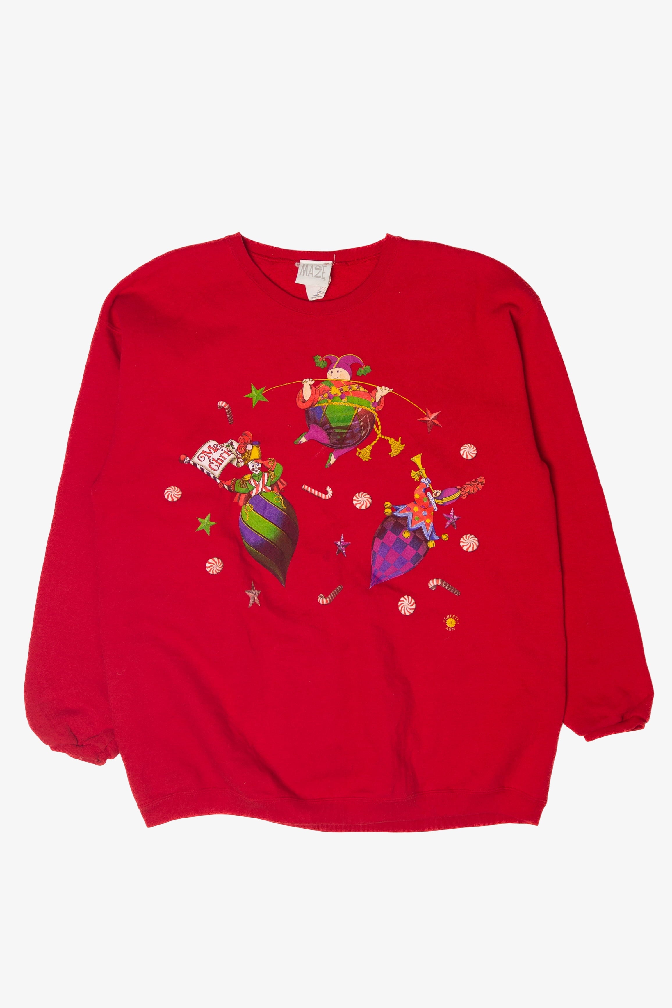 Vintage Ornament Elves Ugly Christmas Sweater (1990s)