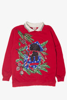 Vintage Puppy In Present Ugly Christmas Sweater (1990s)