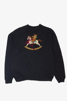 Vintage Teddy Bear On Rocking Horse Ugly Christmas Sweater (1990s)