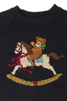 Vintage Teddy Bear On Rocking Horse Ugly Christmas Sweater (1990s)