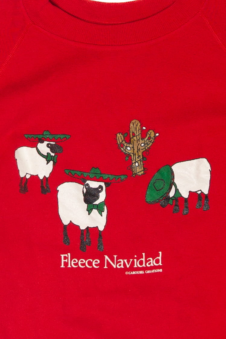 Vintage Fleece Navidad Ugly Christmas Sweater (1990s)