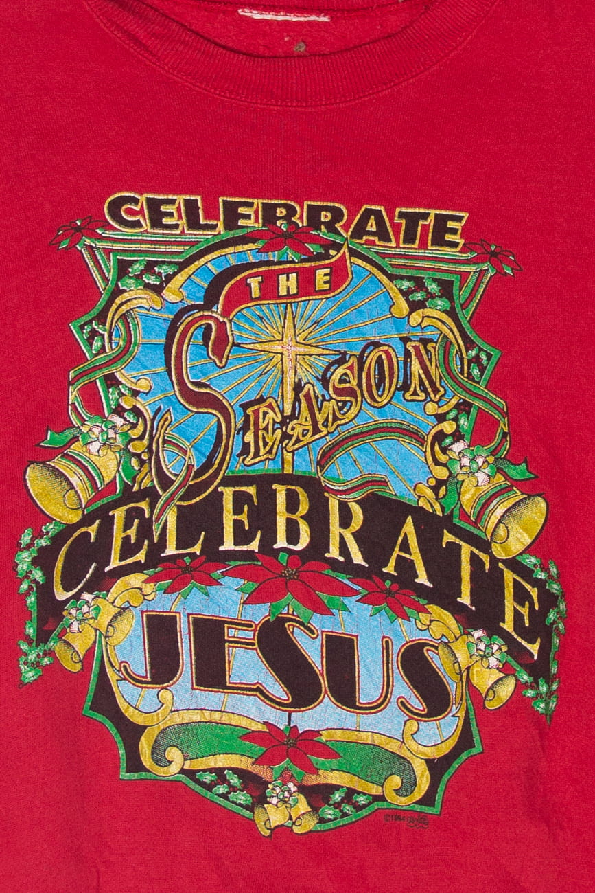 Vintage Celebrate The Season Celebrate Jesus Ugly Christmas Sweater (1990s)