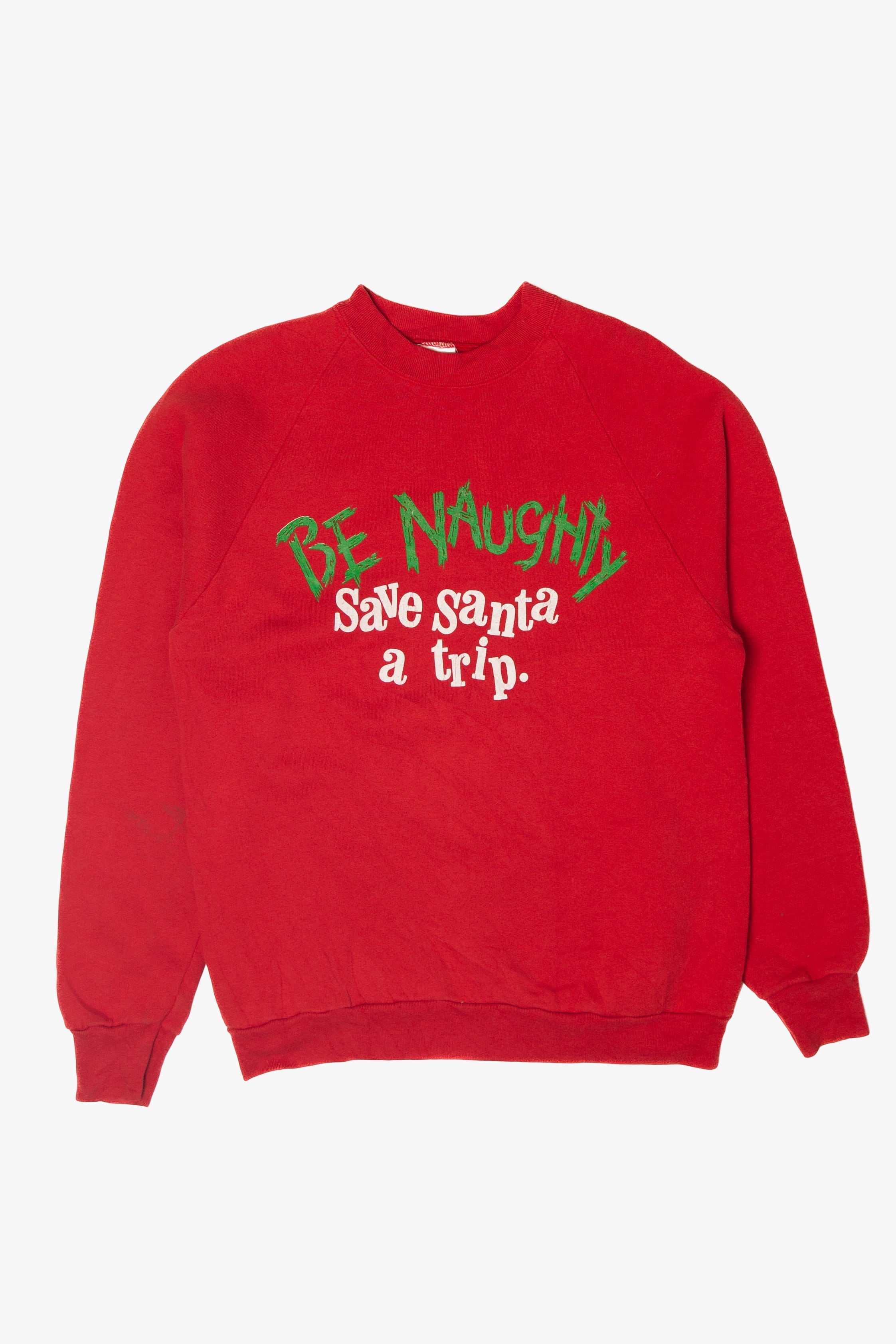 Vintage "Be Naughty, Save Santa A Trip" Ugly Christmas Sweater (1990s)