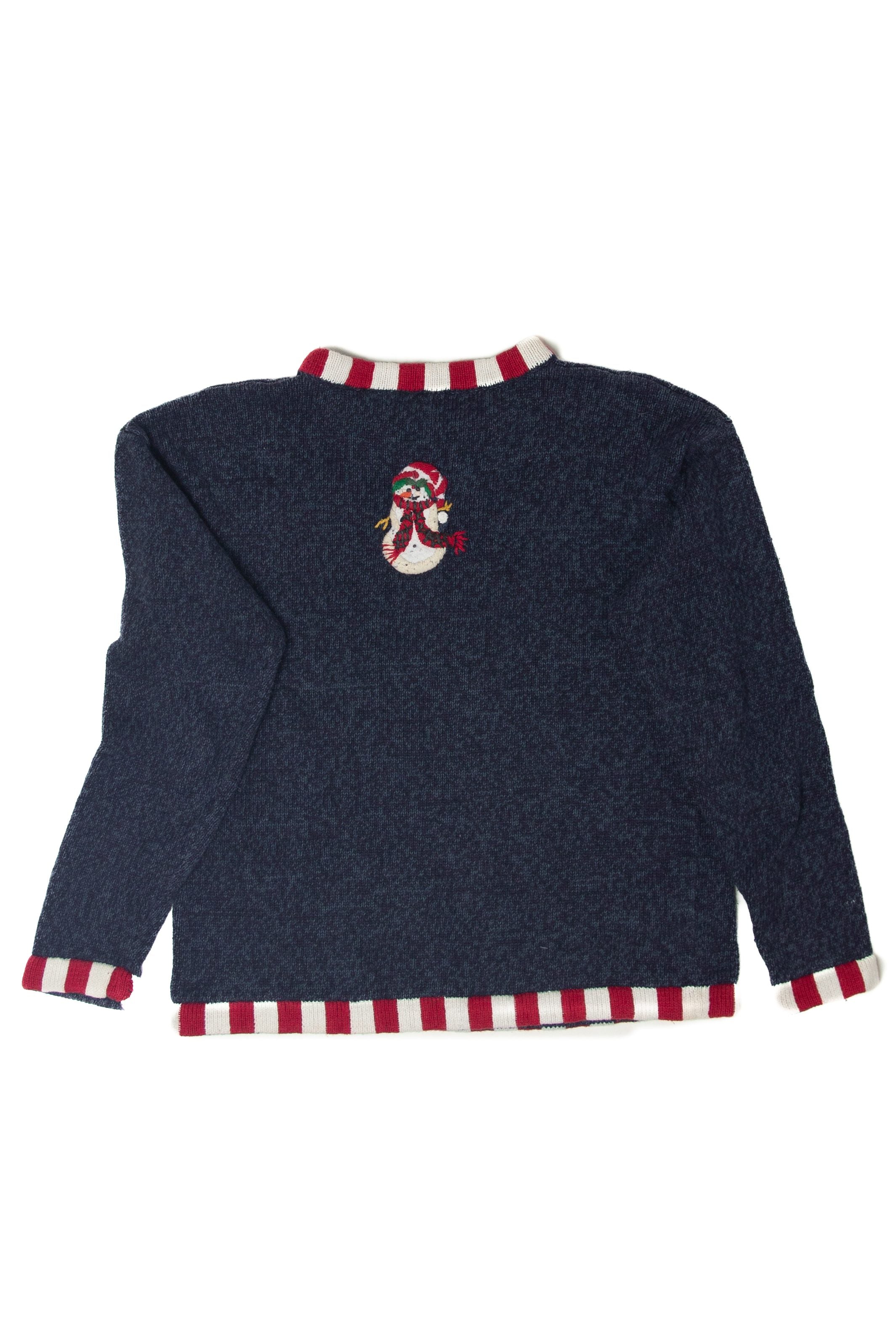 Vintage Snowmen Decorating Tree Ugly Christmas Pullovers (1990s)