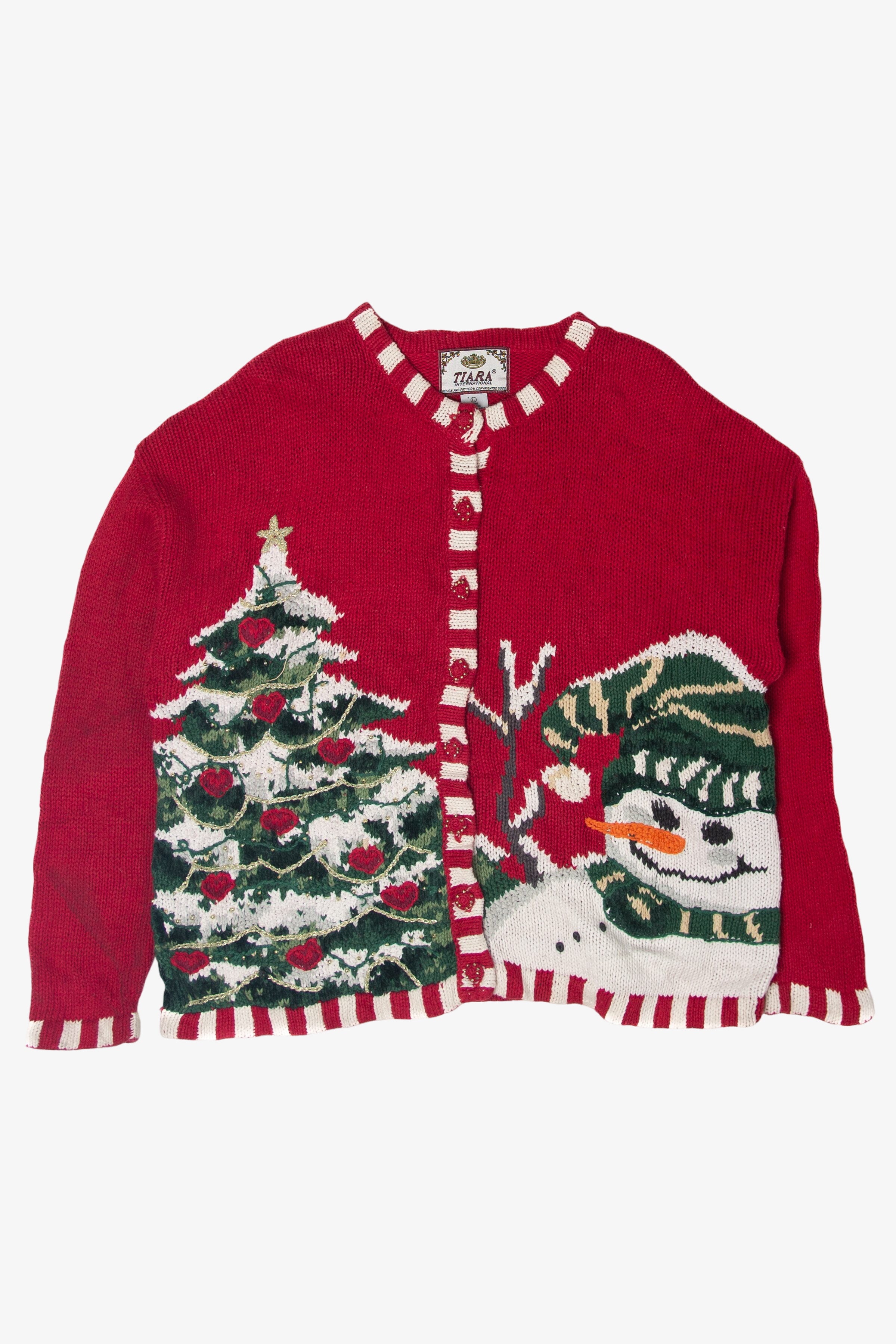 Vintage Tiara Snowman Ugly Christmas Cardigans (2000s)