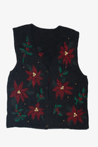 Vintage Poinsettias Ugly Christmas Vest (1990s)