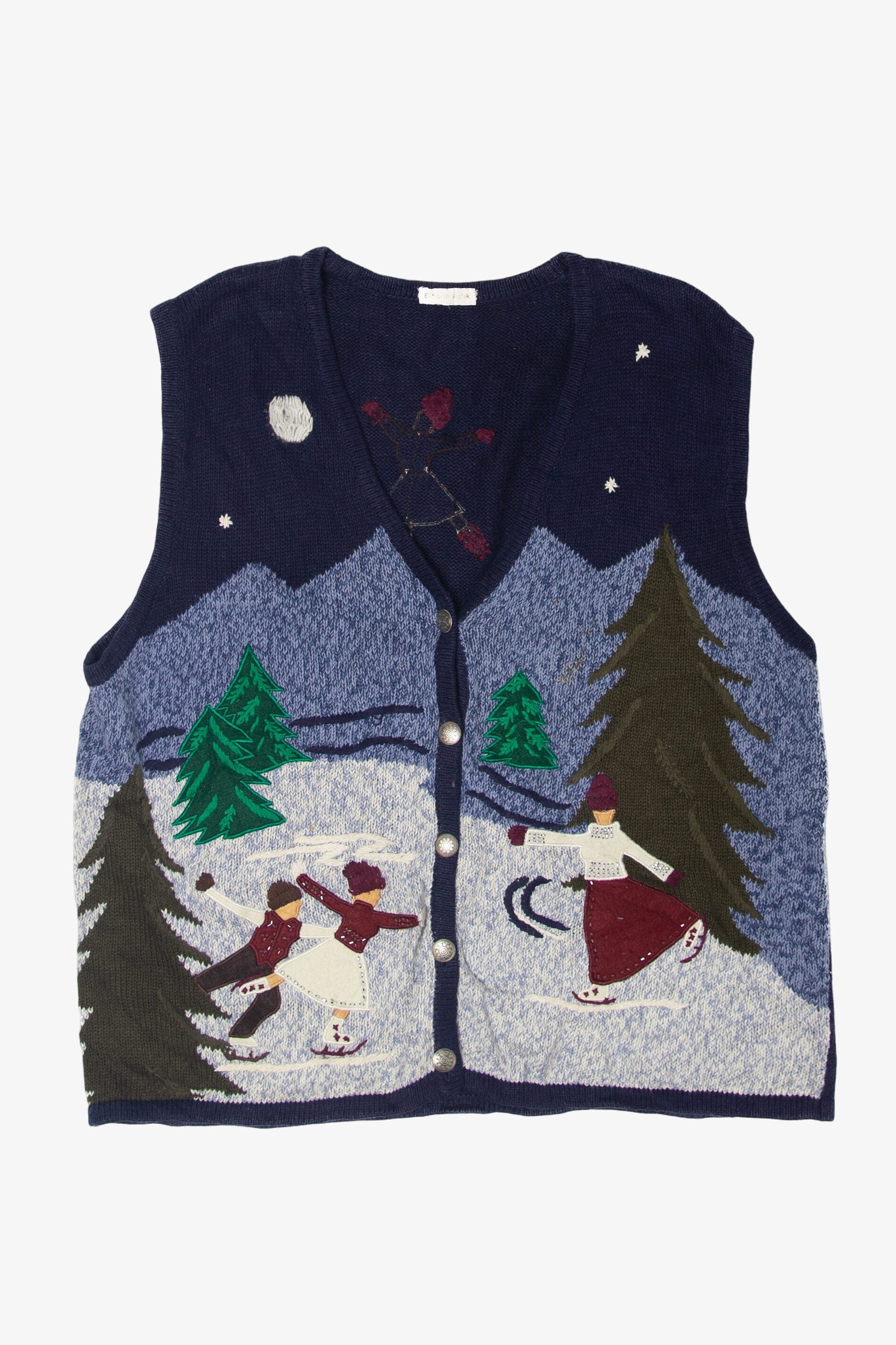 Vintage Ice Skating Ugly Christmas Vest (1990s)