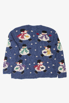 Vintage Snowmen Hand Knit Ugly Christmas Cardigan (1990s)