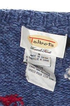 Vintage Snowmen Hand Knit Ugly Christmas Cardigan (1990s)