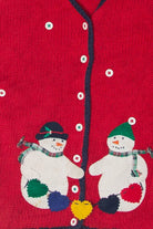 Vintage Snowmen Hart Strings Ugly Christmas Vest (1990s)