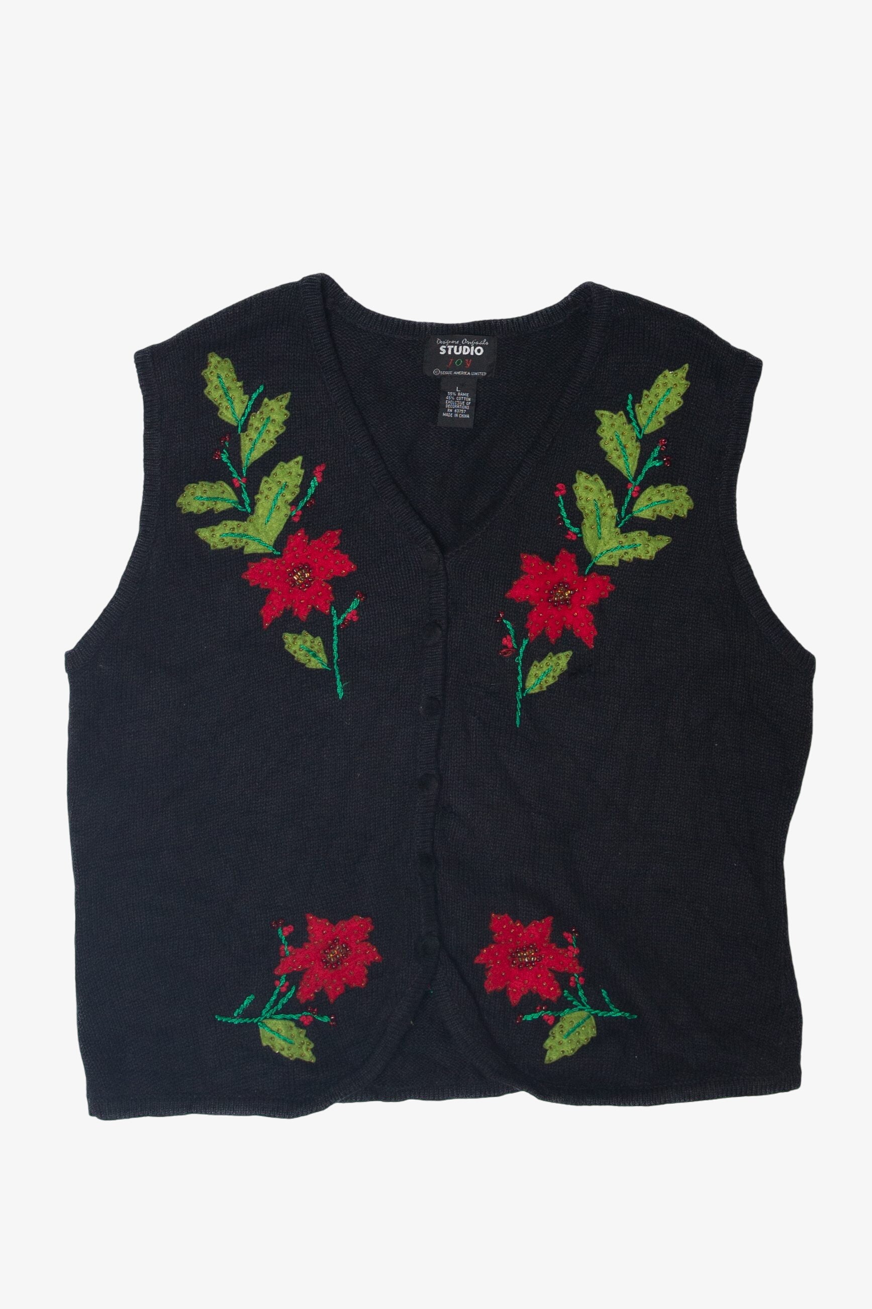 Vintage Studio Joy Flowers Ugly Christmas Vest (1990s)
