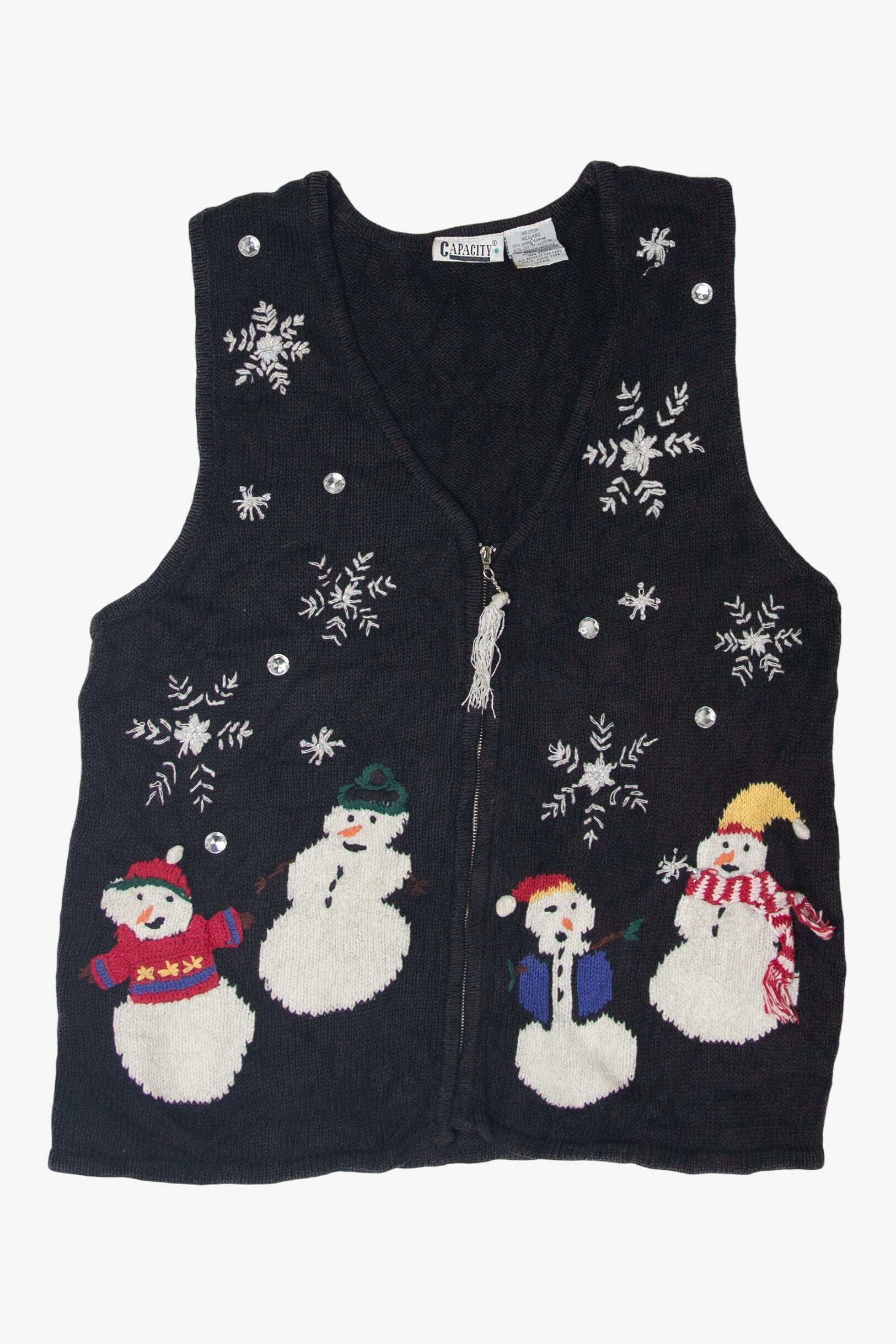 Vintage Capacity Snowmen Ugly Christmas Vest (1990s)