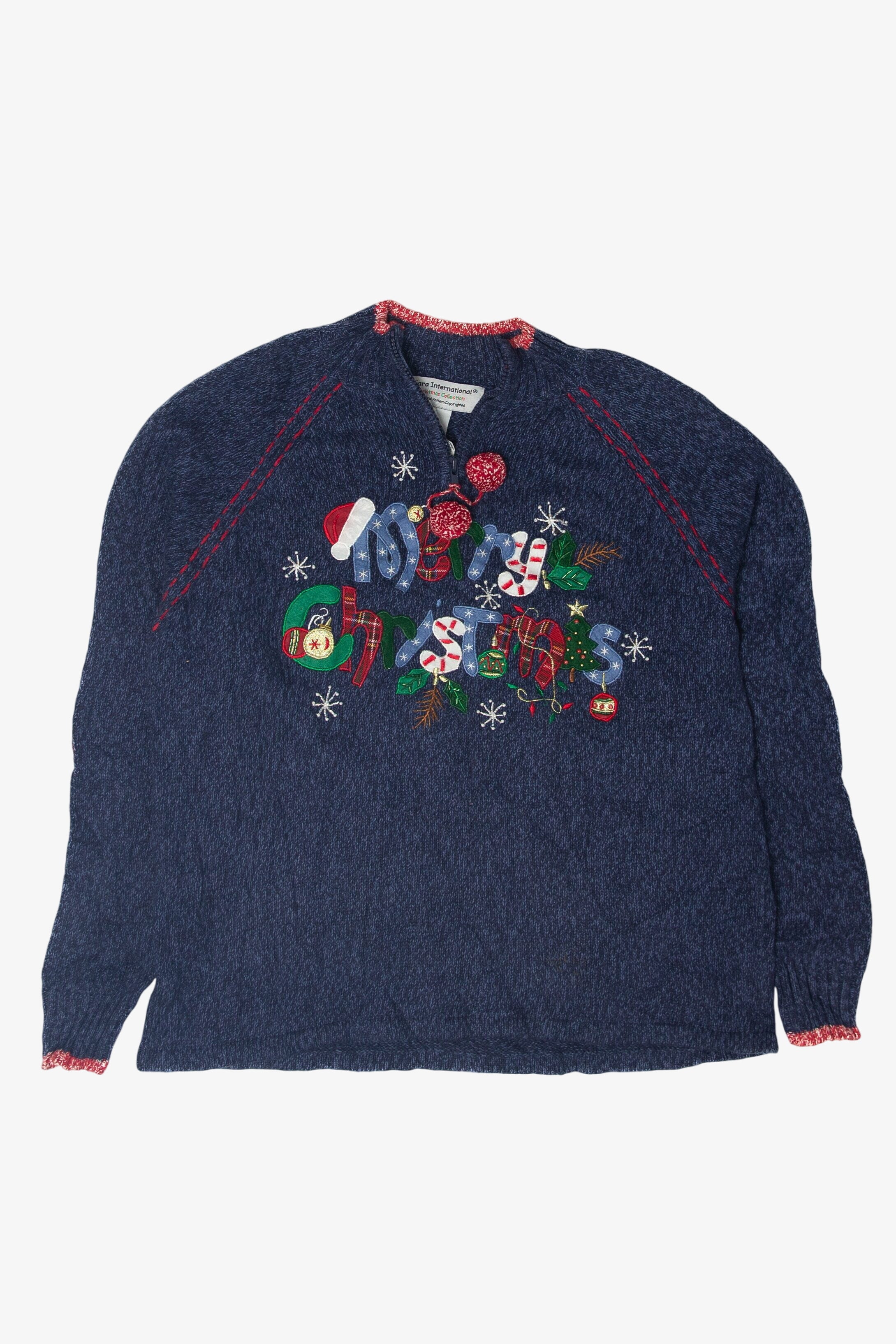 Vintage Elbow Pads Quarter Zip Ugly Christmas Pullovers (2000s)