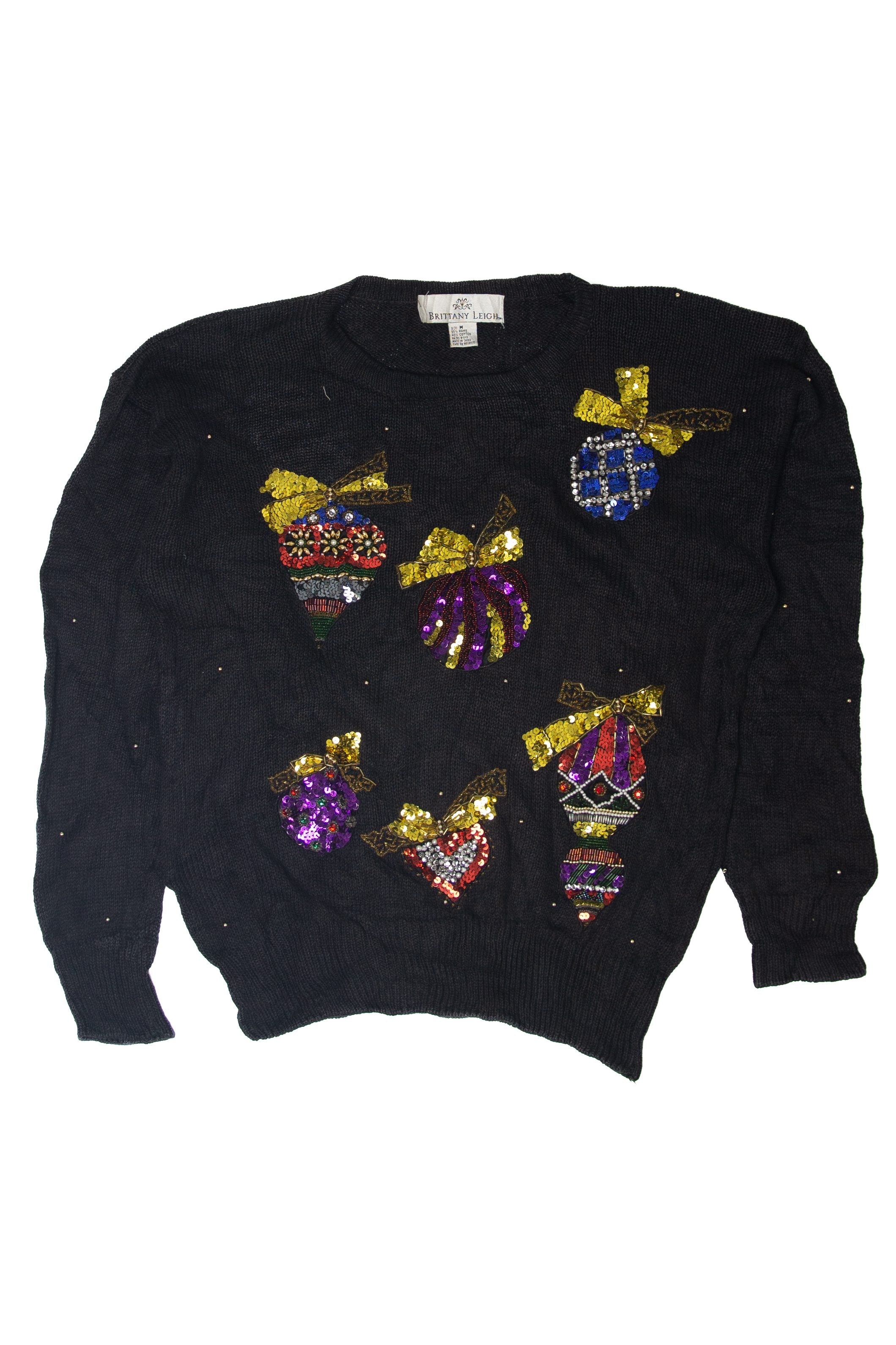 Vintage Sequin Ornaments Ugly Christmas Pullovers (1990s)