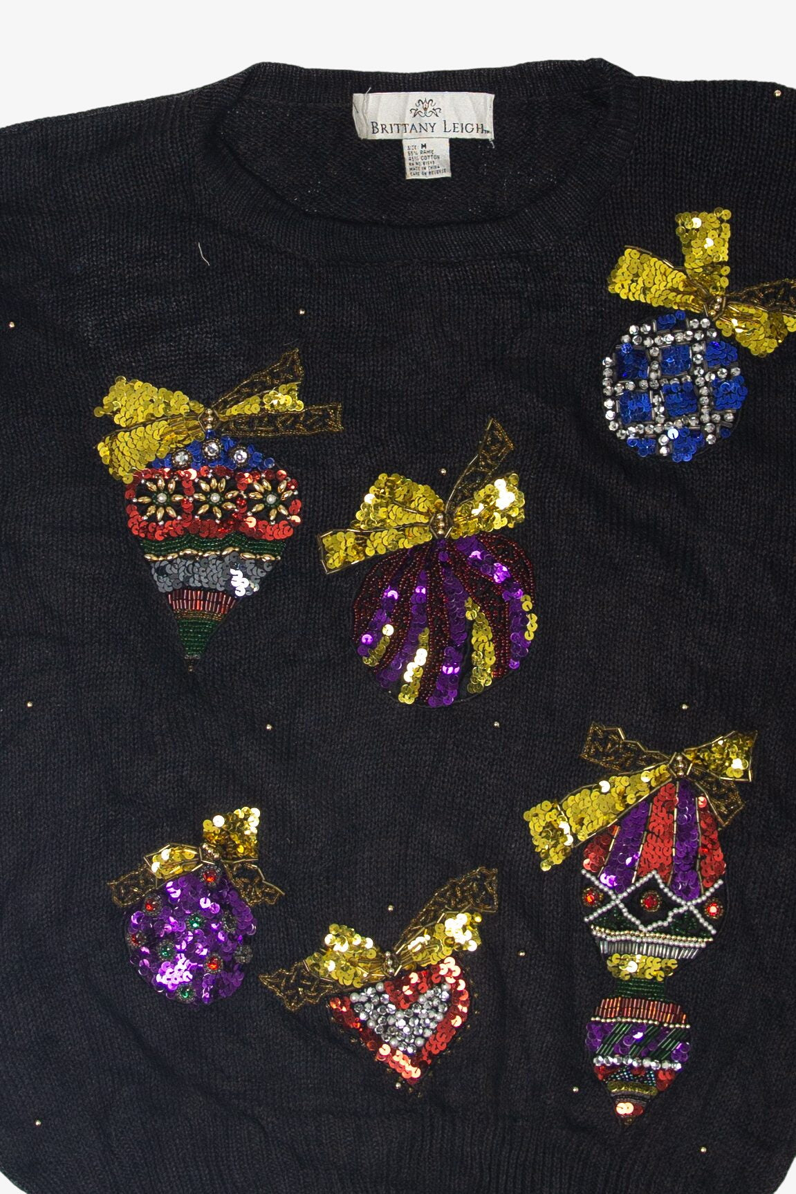 Vintage Sequin Ornaments Ugly Christmas Pullovers (1990s)