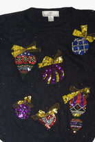 Vintage Sequin Ornaments Ugly Christmas Pullovers (1990s)