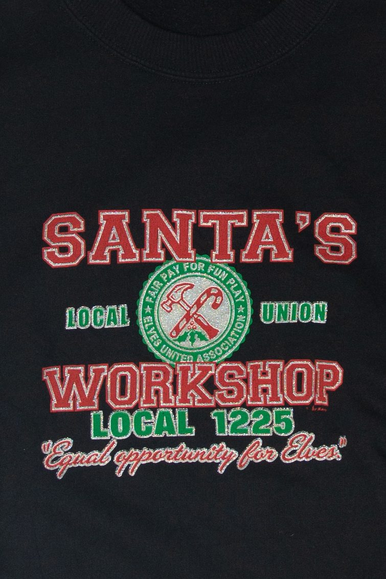 Modern "Santa's Workshop" Ugly Christmas Sweatshirt 