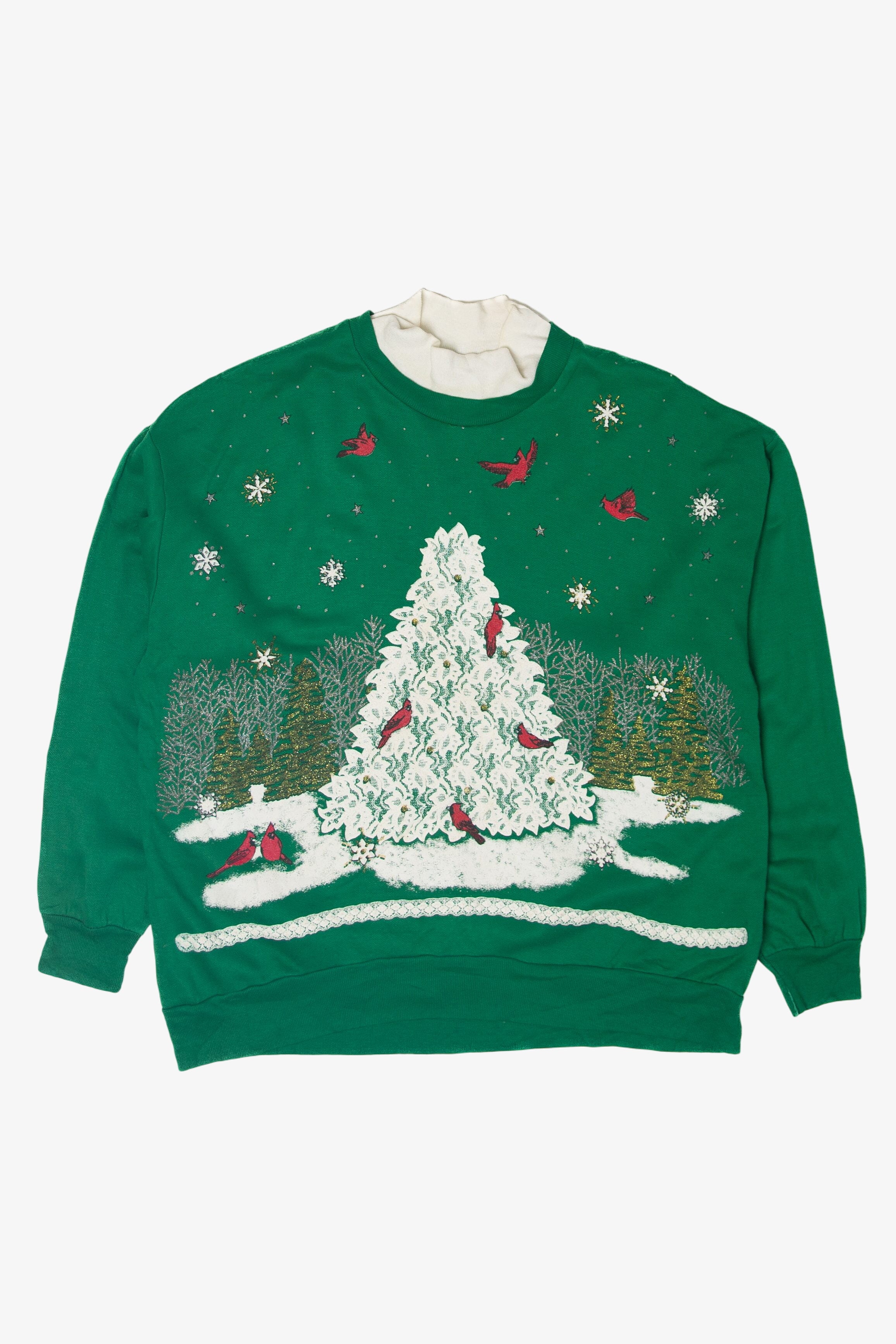 Vintage Cardinals In Tree Ugly Christmas Sweatshirts (1980s)