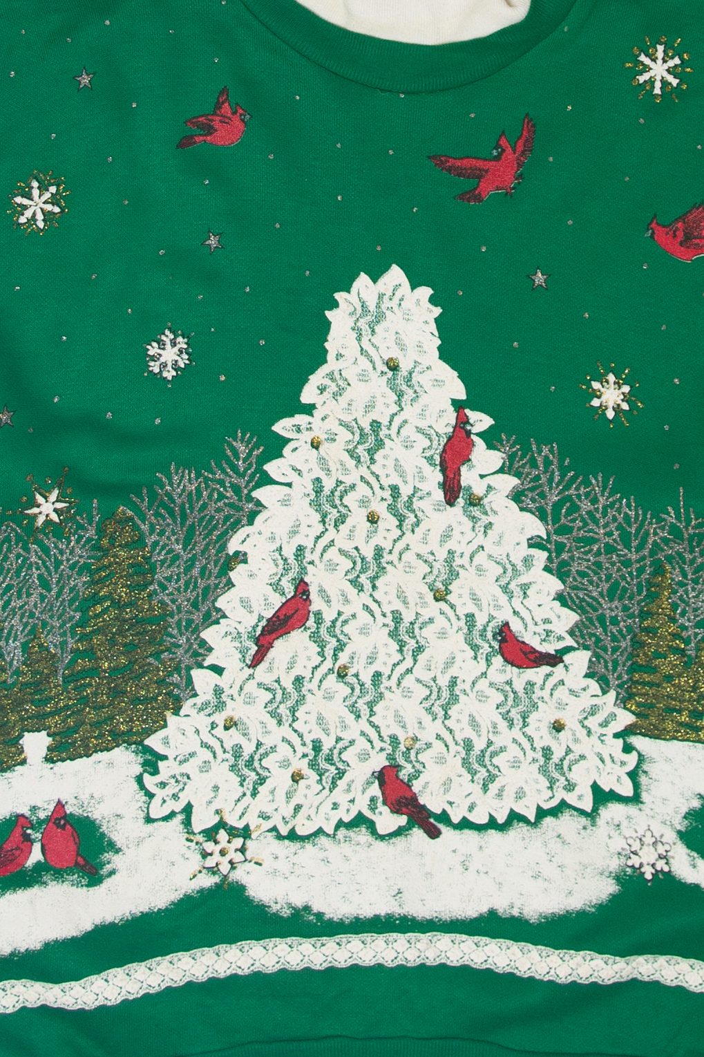 Vintage Cardinals In Tree Ugly Christmas Sweatshirts (1980s)