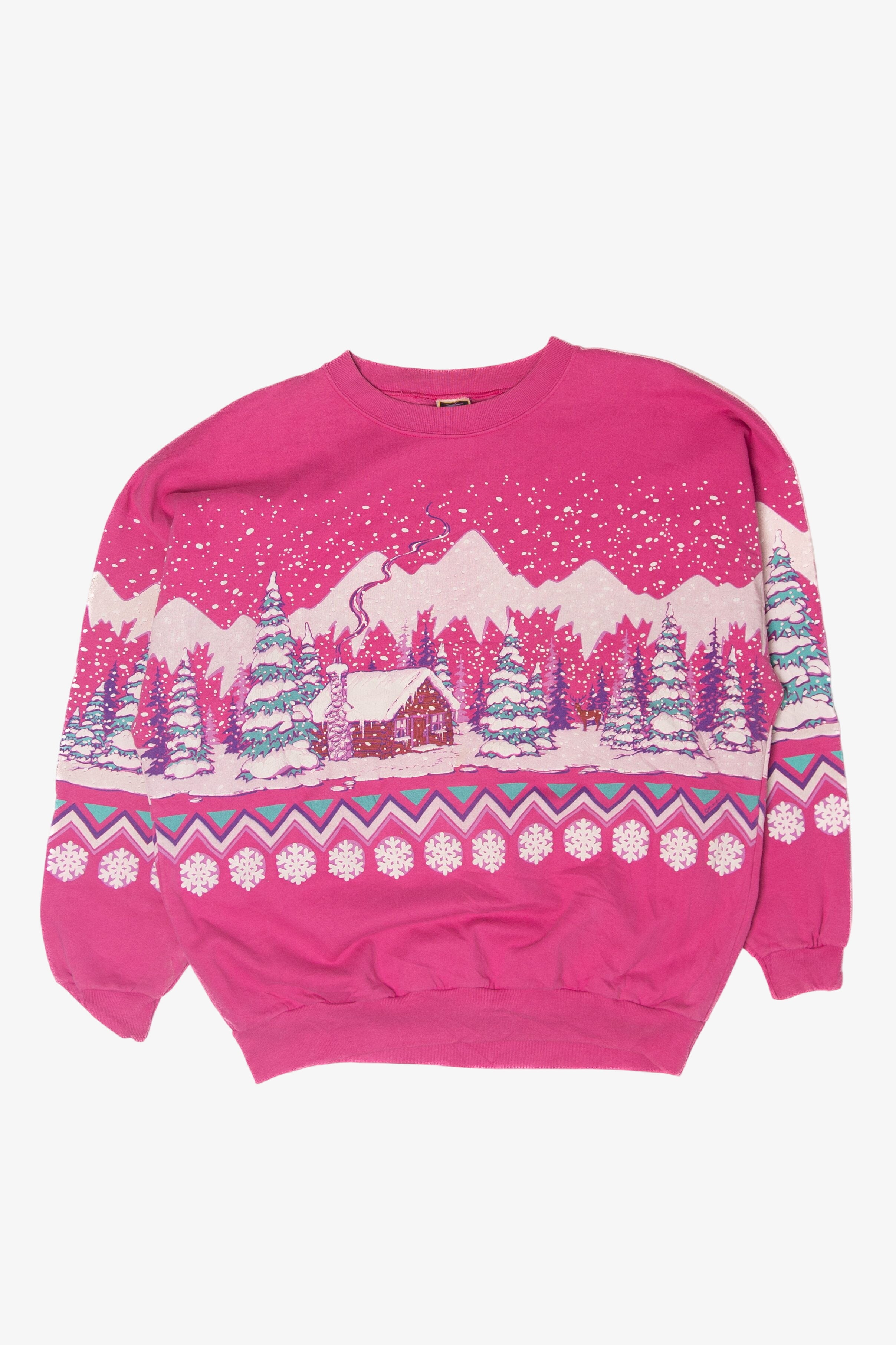 Vintage Lifestyle Pink Ugly Christmas Sweatshirts (1990s)