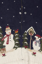 Vintage Snowmen Birdhouse Ugly Christmas Cardigans (1990s)
