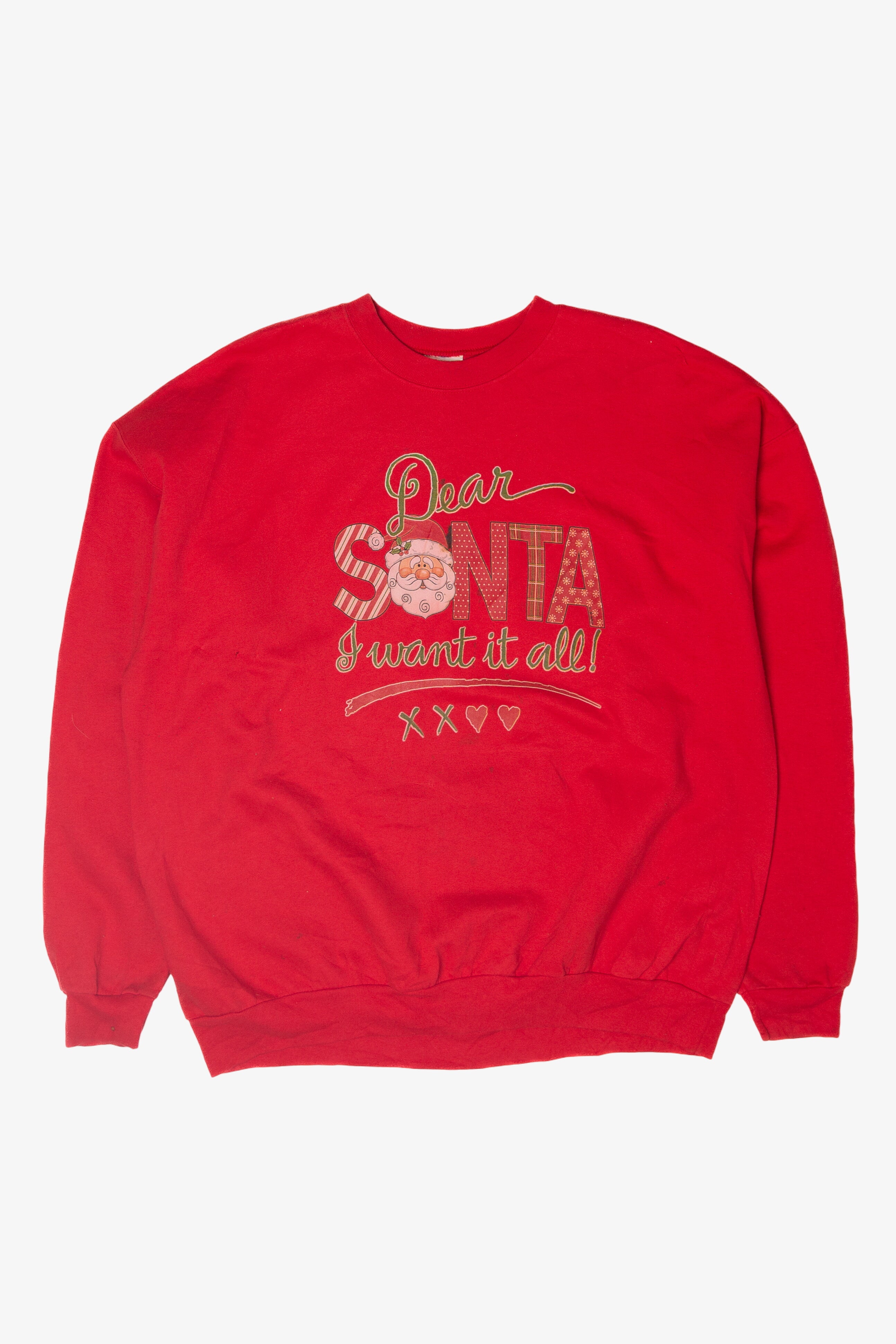 Vintage "Dear Santa I Want It All" Ugly Christmas Sweatshirts (1990s)
