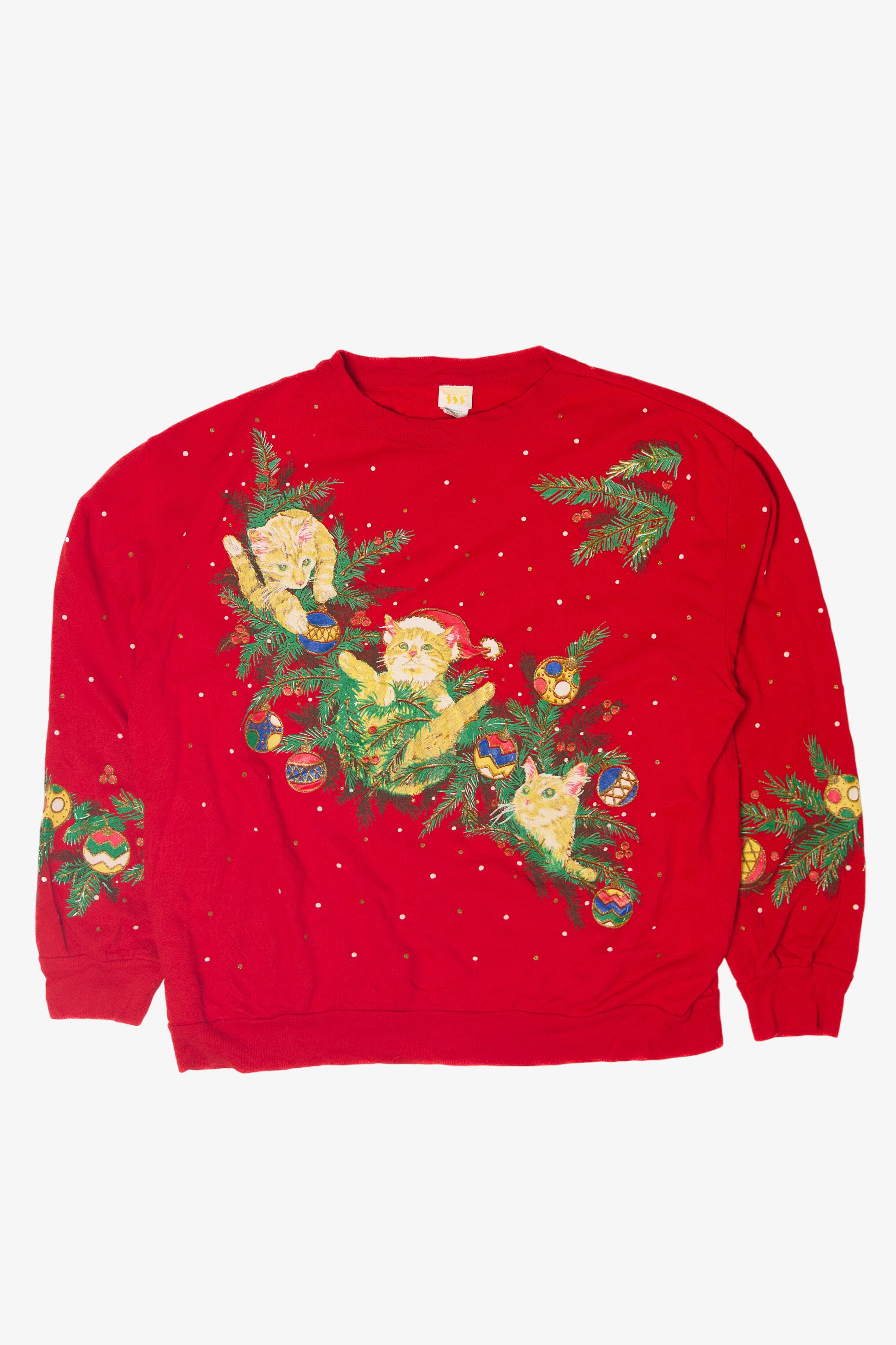 Vintage Kitties Ugly Christmas Sweatshirts (1980s)