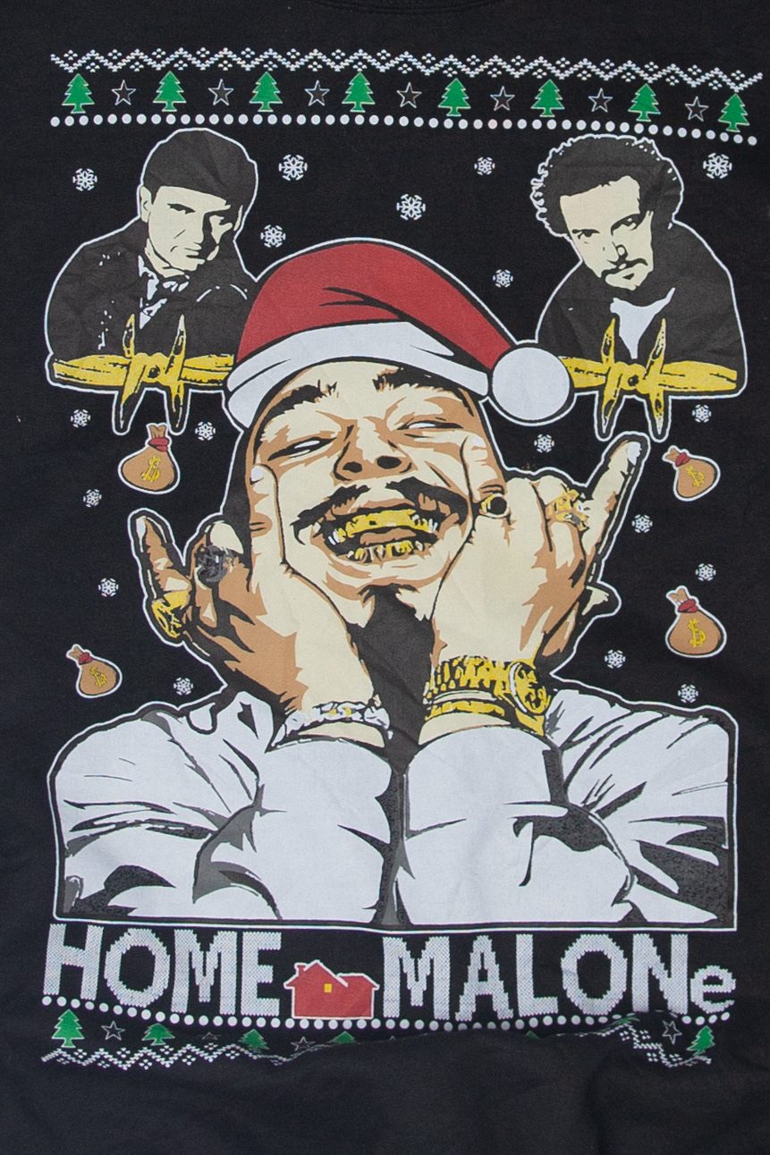 Vintage "Home Malone" Post Malone Ugly Christmas Sweatshirts (2010s)