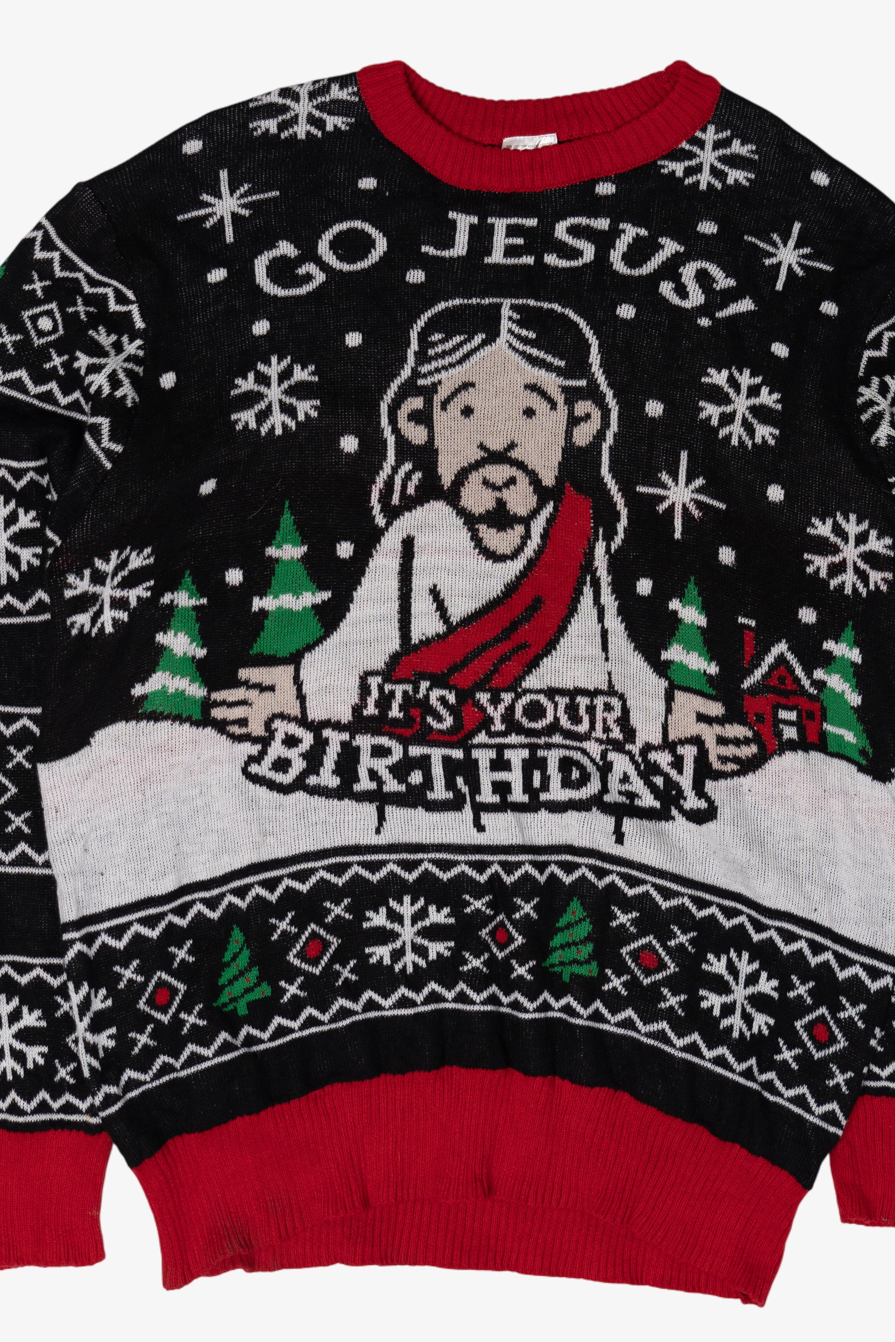 Vintage "Go Jesus It's Your Birthday" Ugly Christmas Pullovers (2010s)