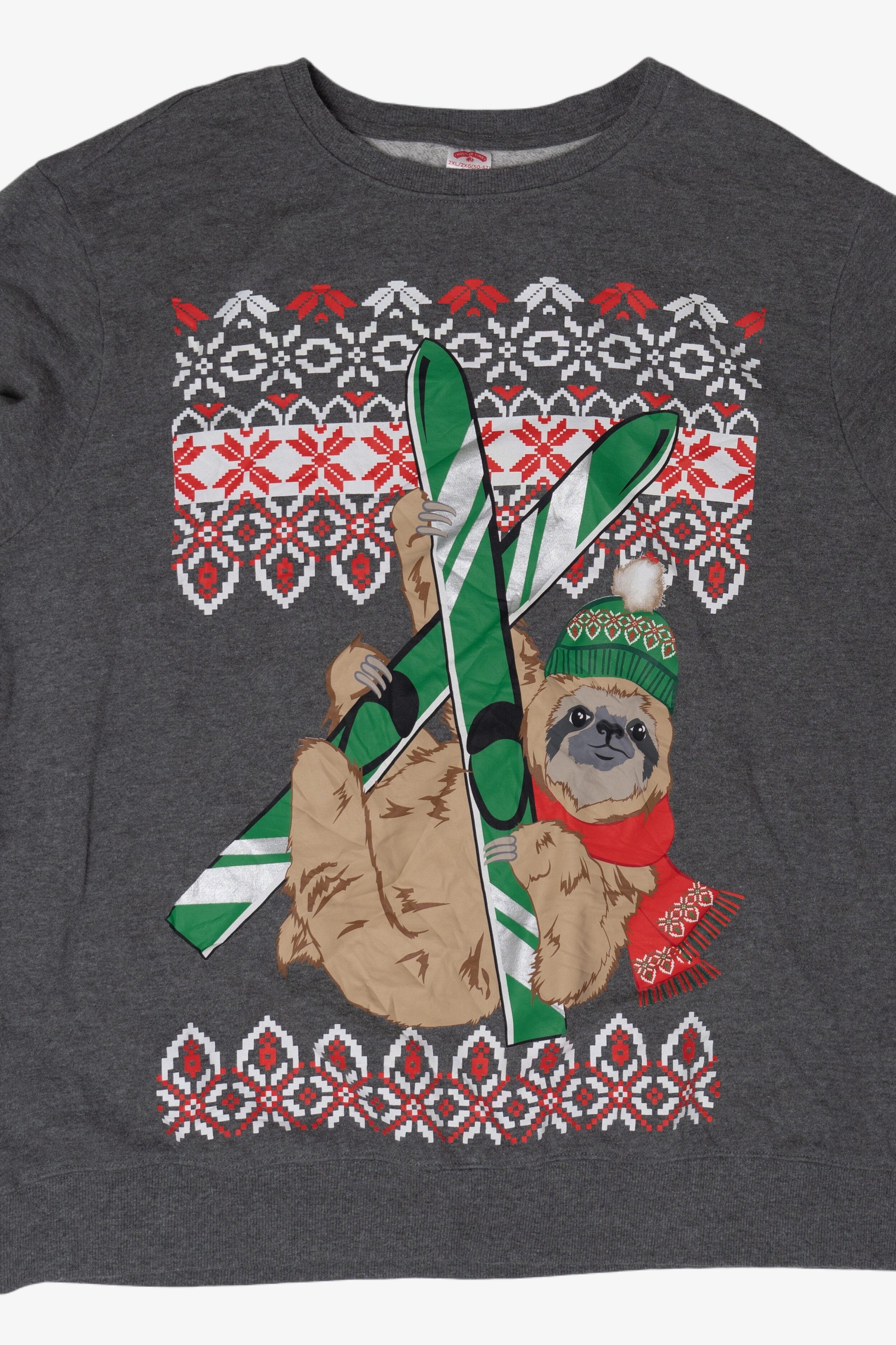 Modern Sloth On Ski Ugly Christmas Sweatshirts (2010s)