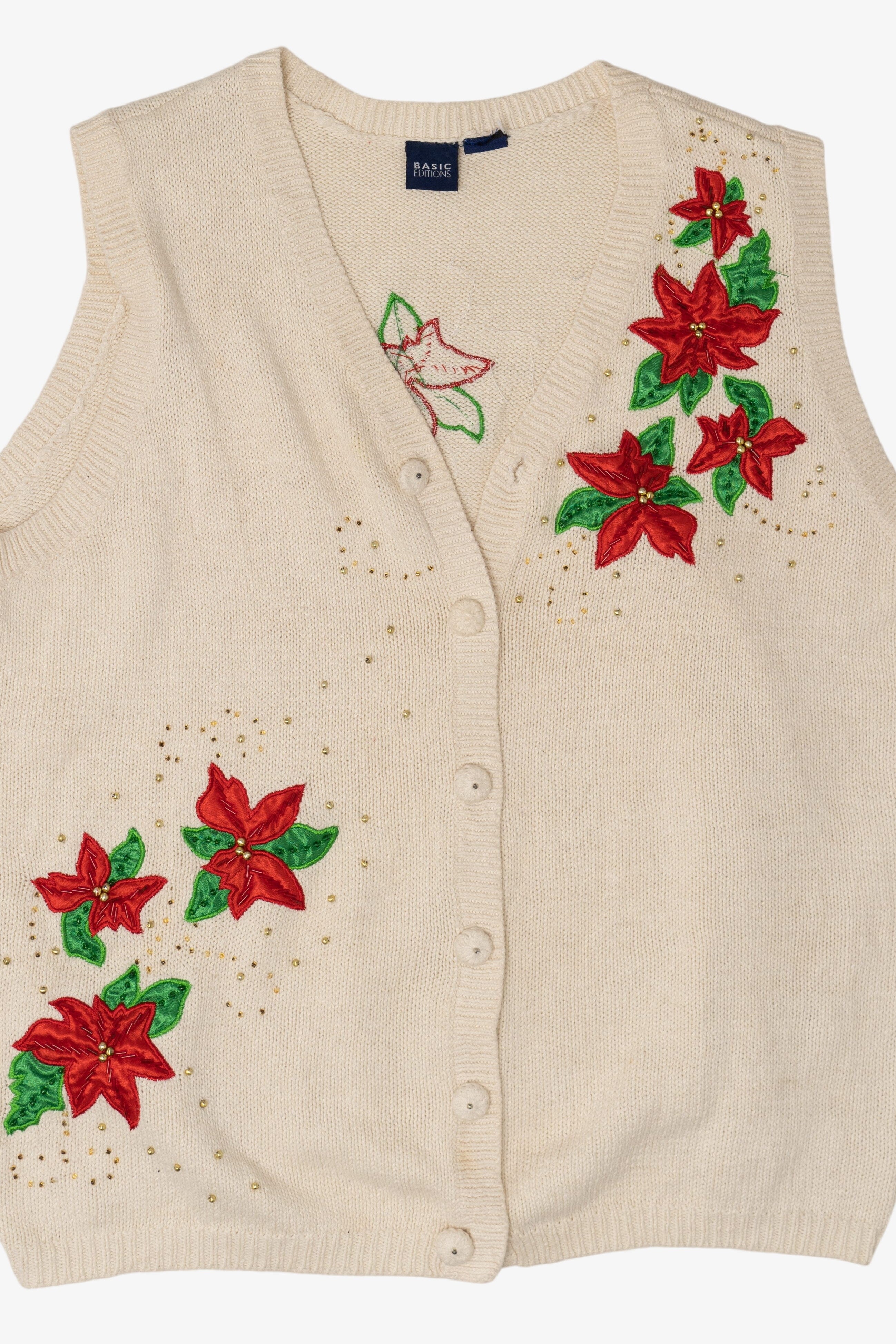 Vintage Poinsettias Ugly Christmas Sweaters (1990s)