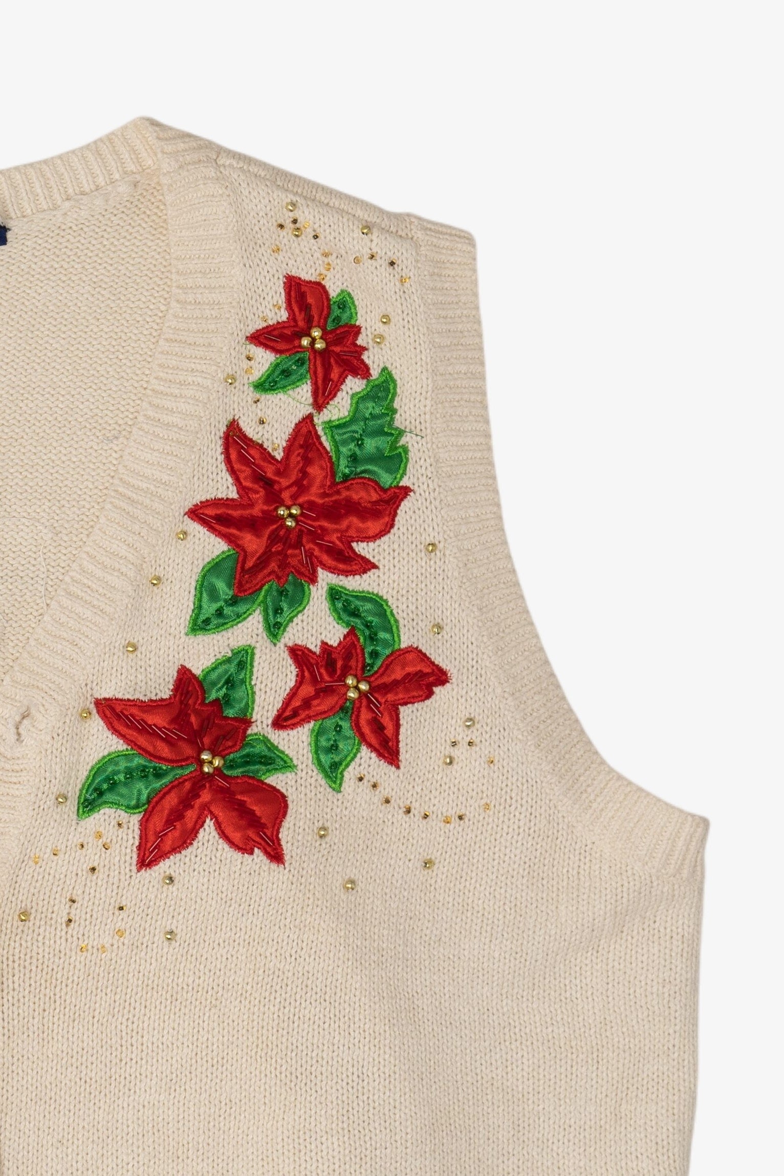 Vintage Poinsettias Ugly Christmas Sweaters (1990s)