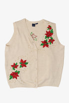 Vintage Poinsettias Ugly Christmas Sweaters (1990s)