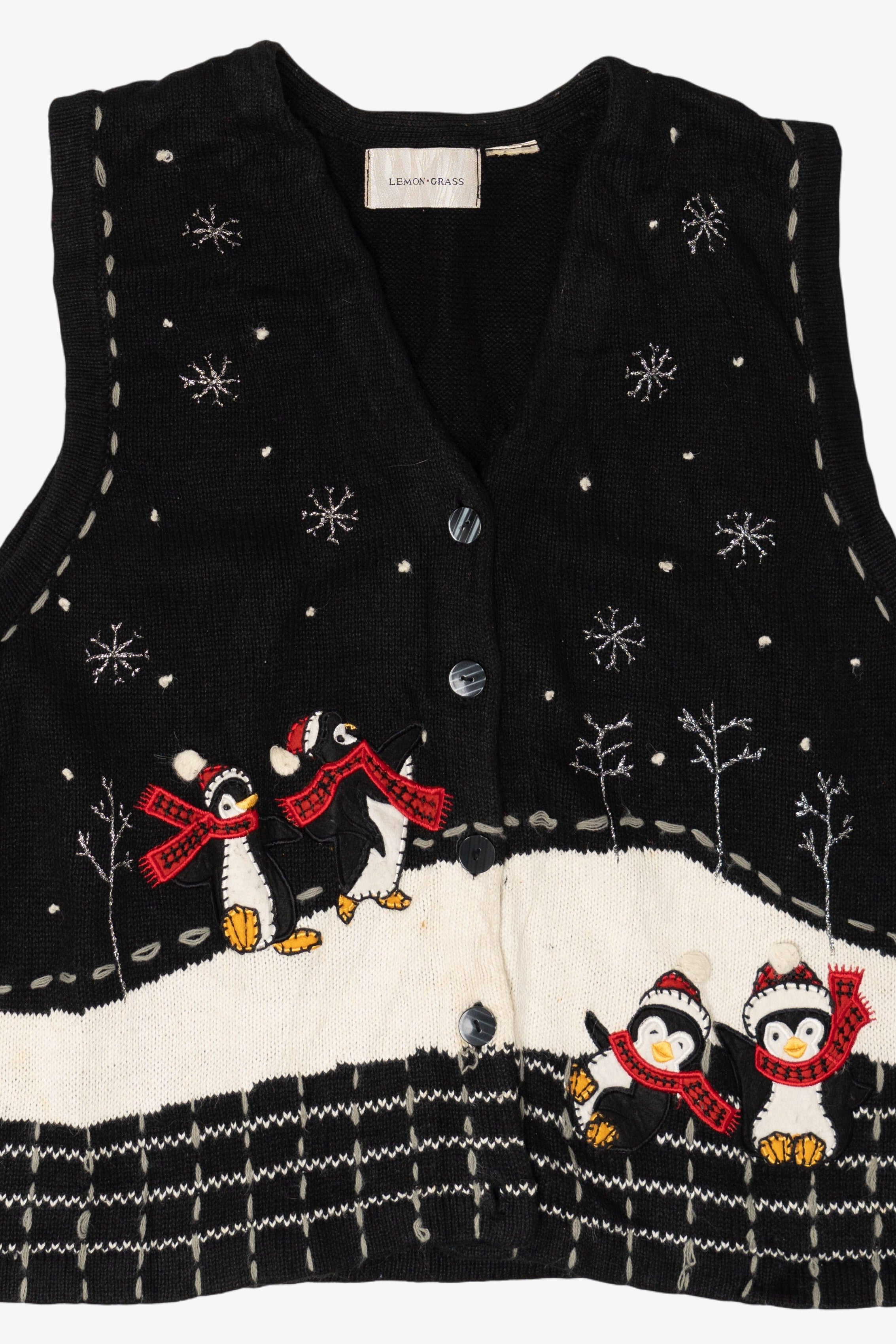 Vintage Penguins In Snow Ugly Christmas Vest (2000s)