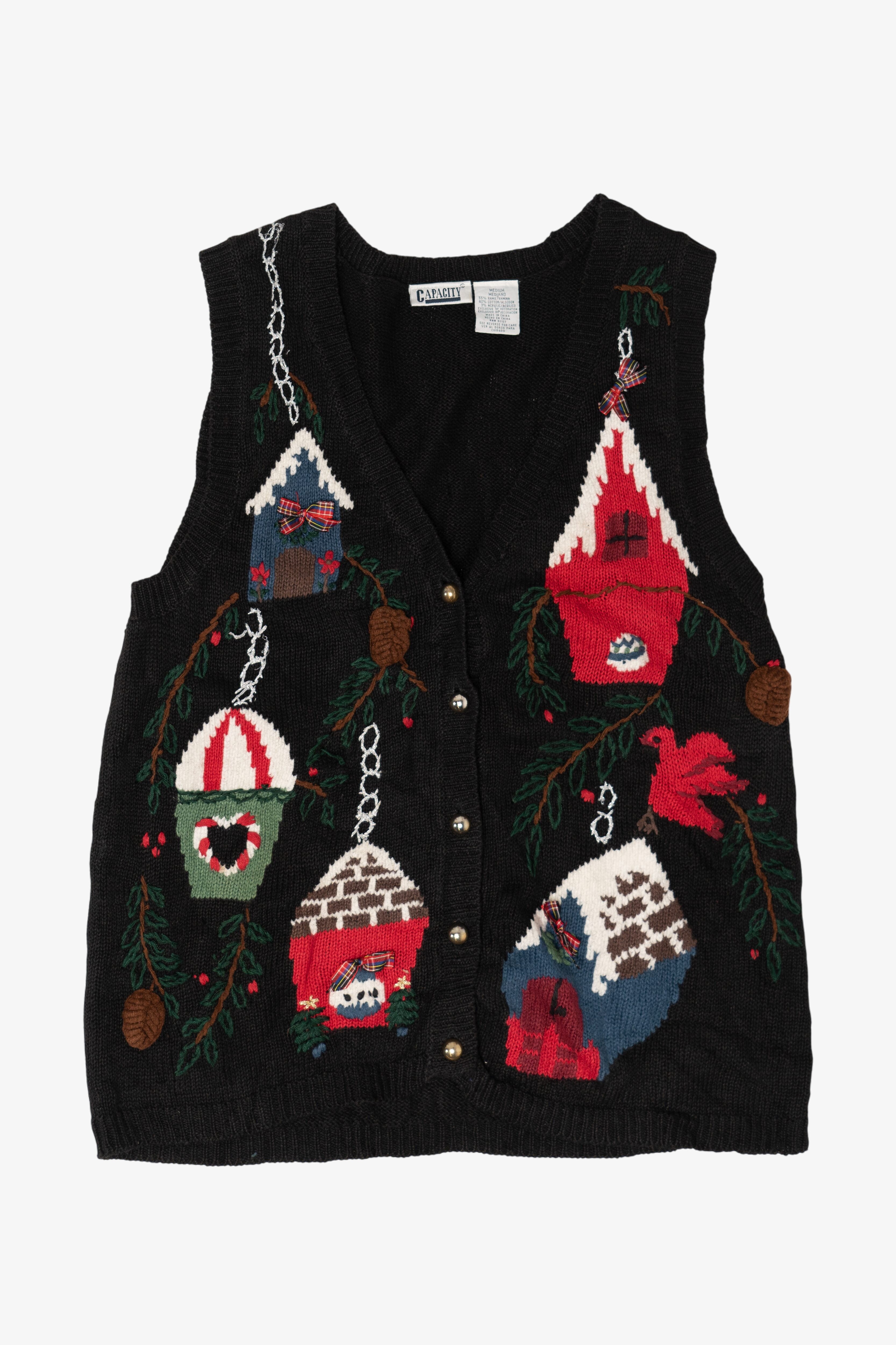 Vintage Birdhouses Ugly Christmas Vest (2000s)