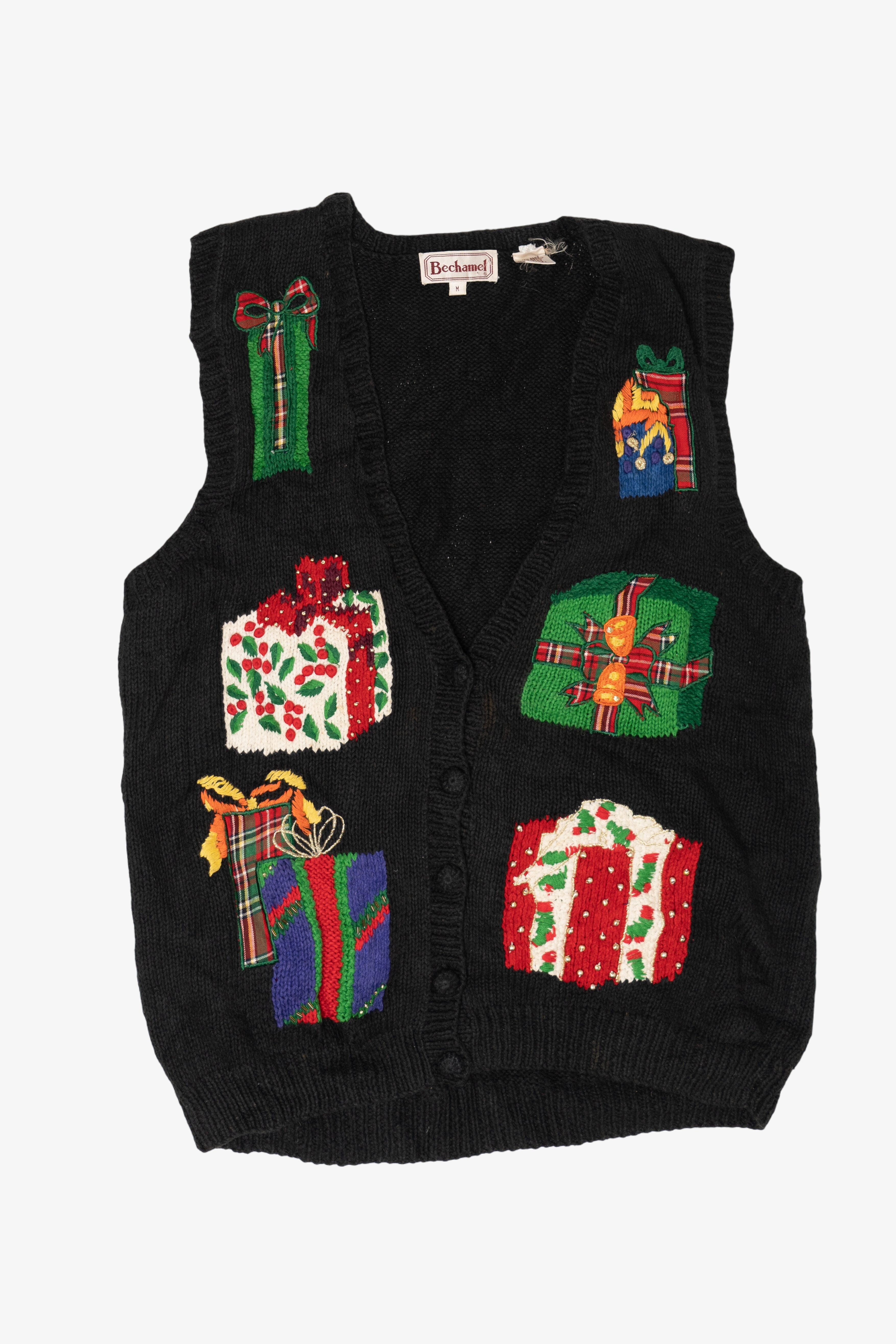 Vintage Hand Knit Ugly Christmas Vest (1990s)