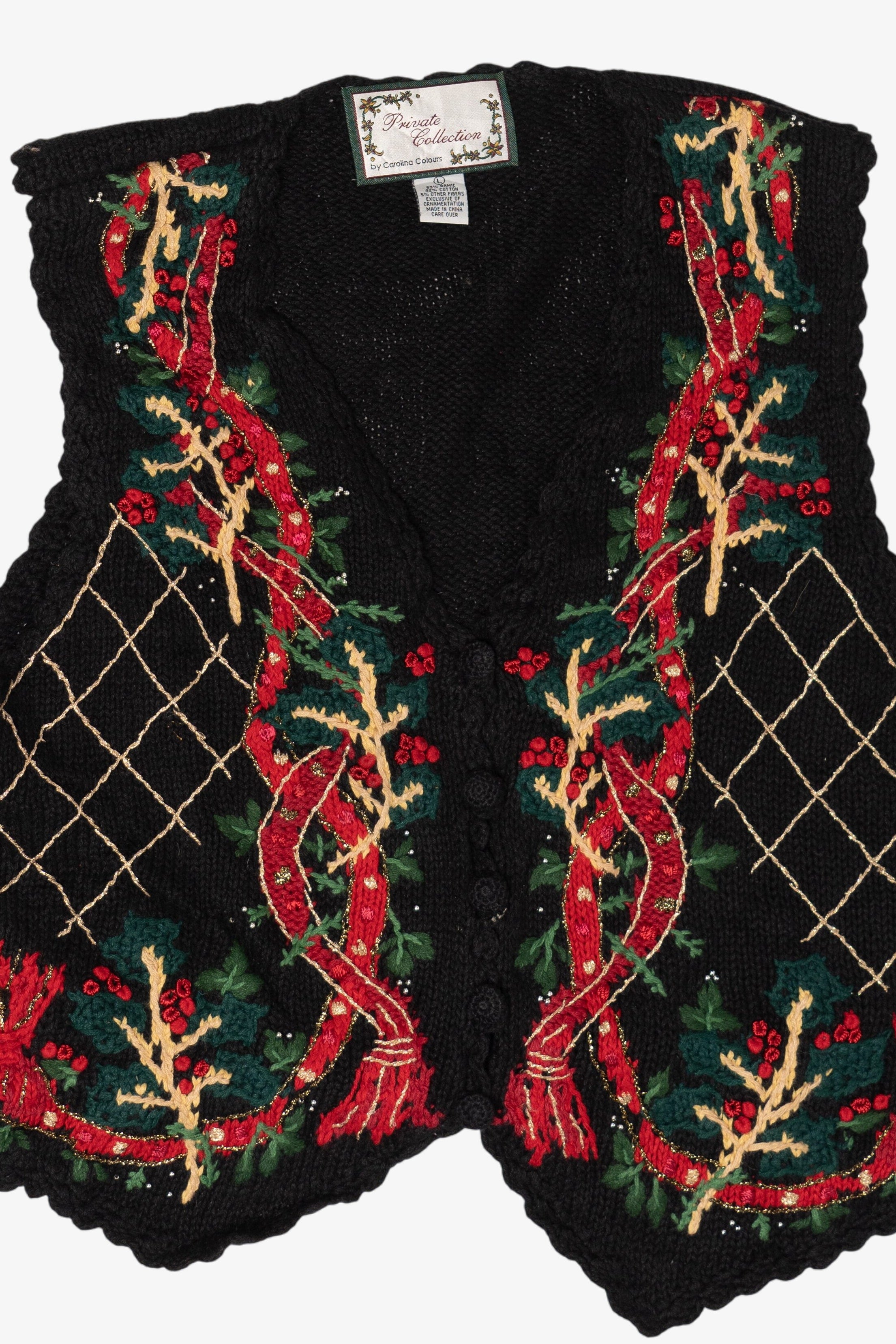 Vintage Holly Ugly Christmas Vest (1990s)