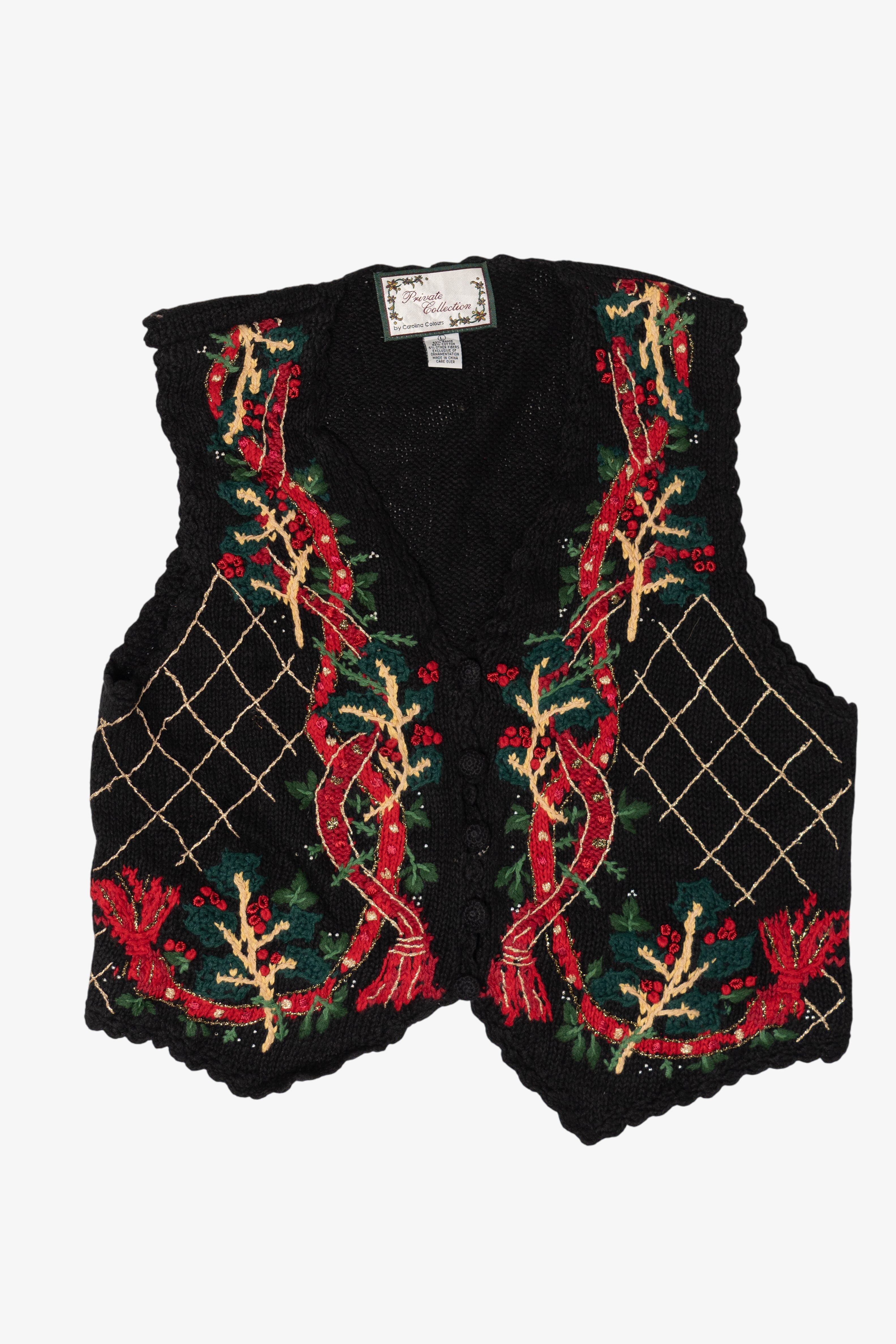 Vintage Holly Ugly Christmas Vest (1990s)