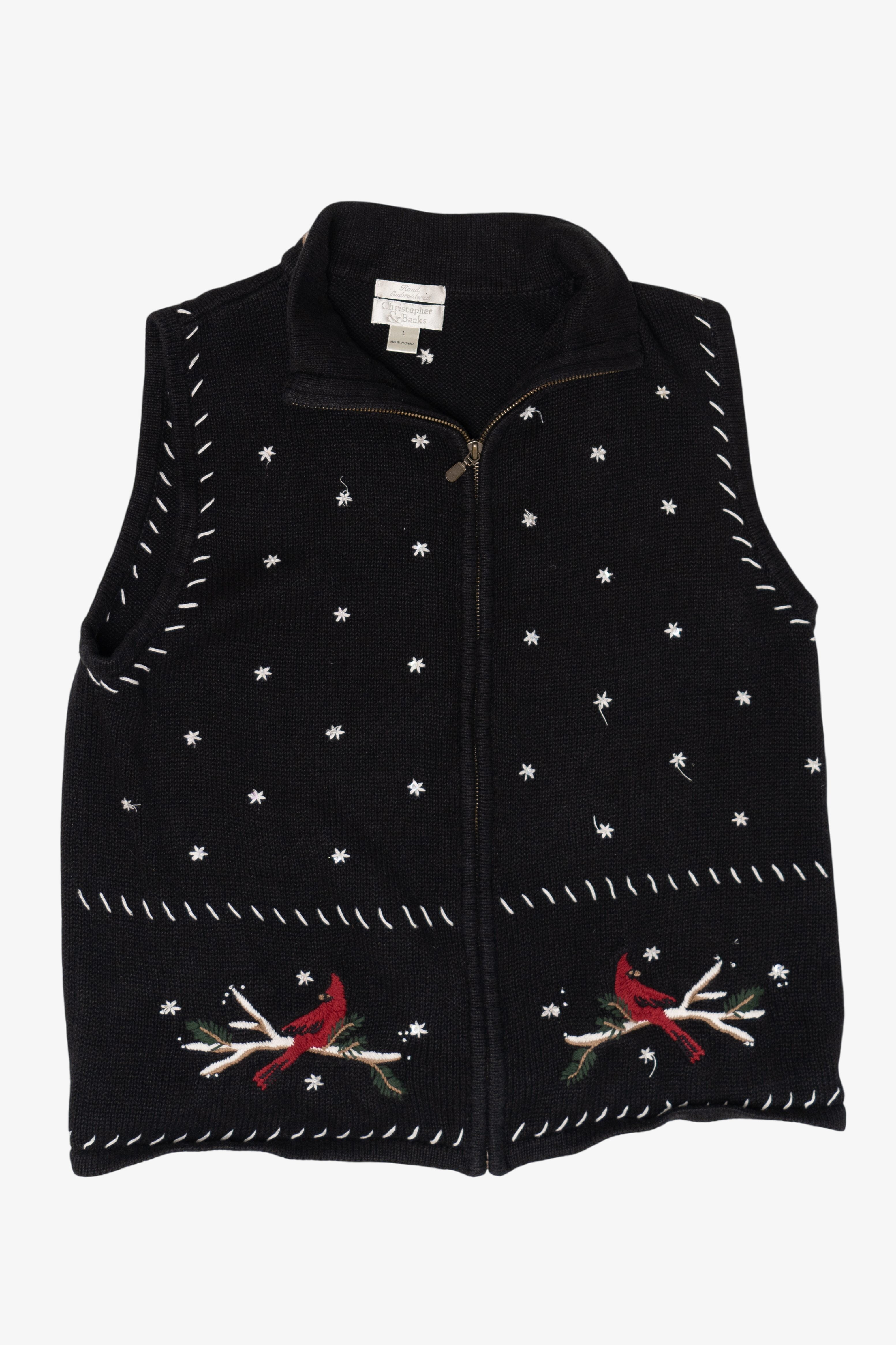 Vintage Hand Embroidered Christopher & Banks Ugly Christmas Vest (2000s)