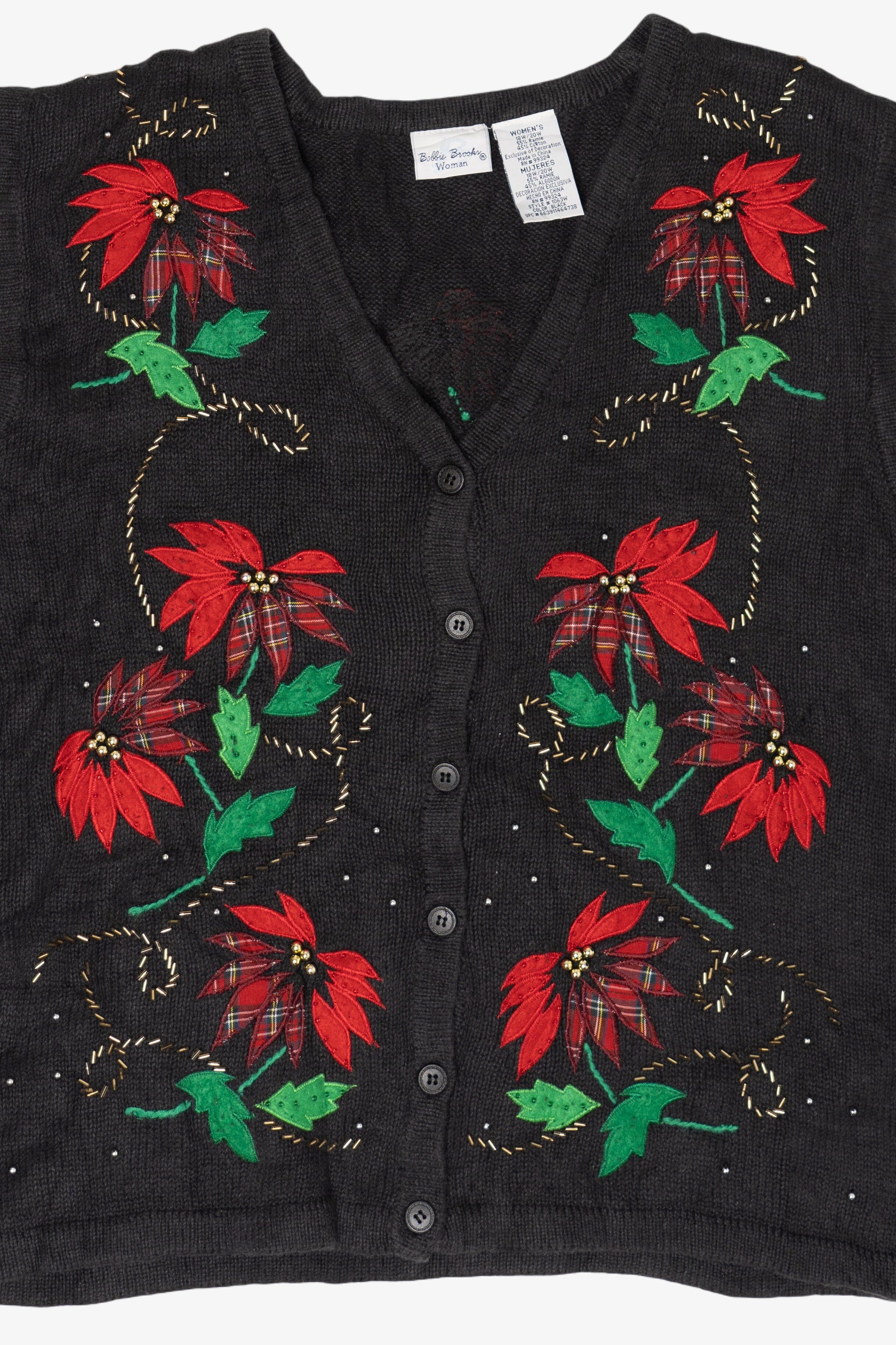 Vintage Poinsettias Ugly Christmas Vest (2000s)