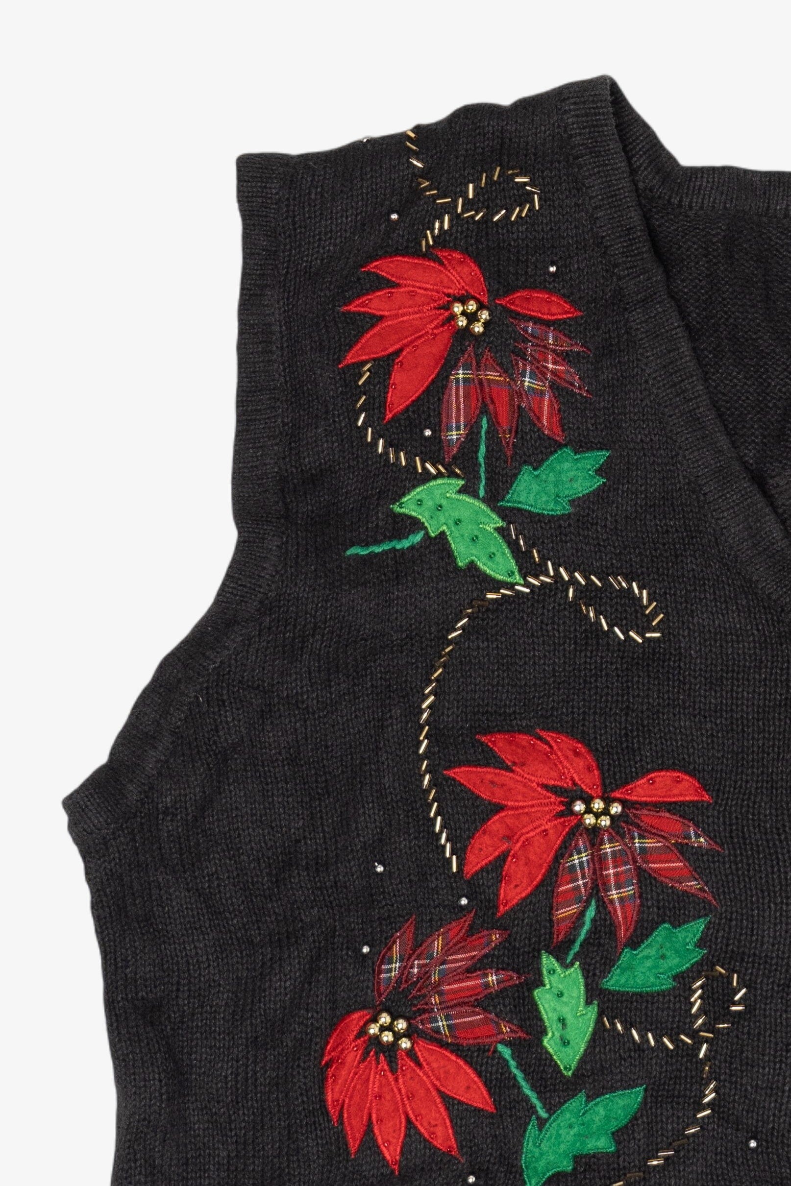 Vintage Poinsettias Ugly Christmas Vest (2000s)