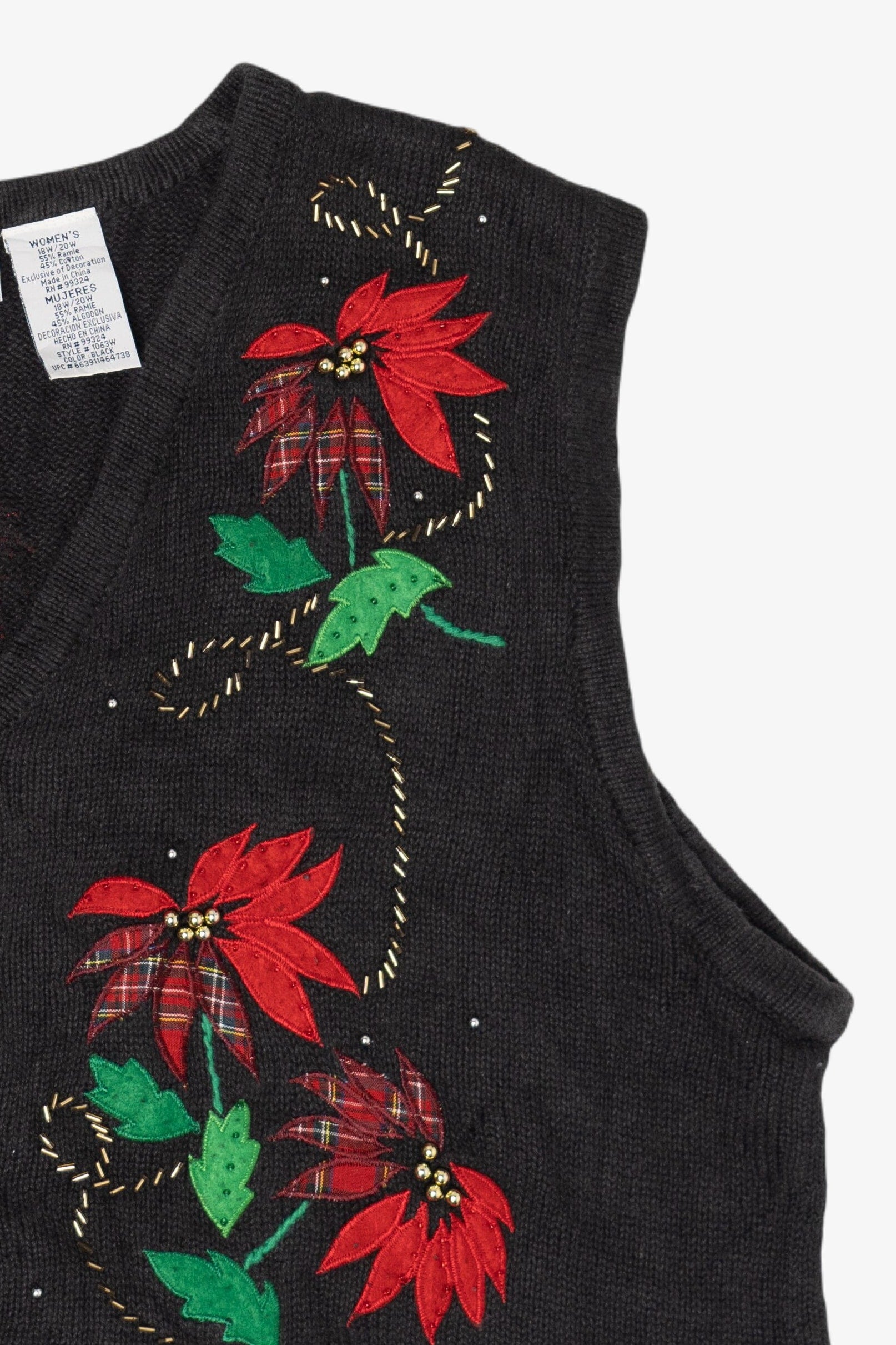 Vintage Poinsettias Ugly Christmas Vest (2000s)