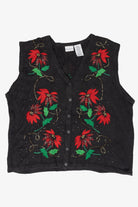 Vintage Poinsettias Ugly Christmas Vest (2000s)