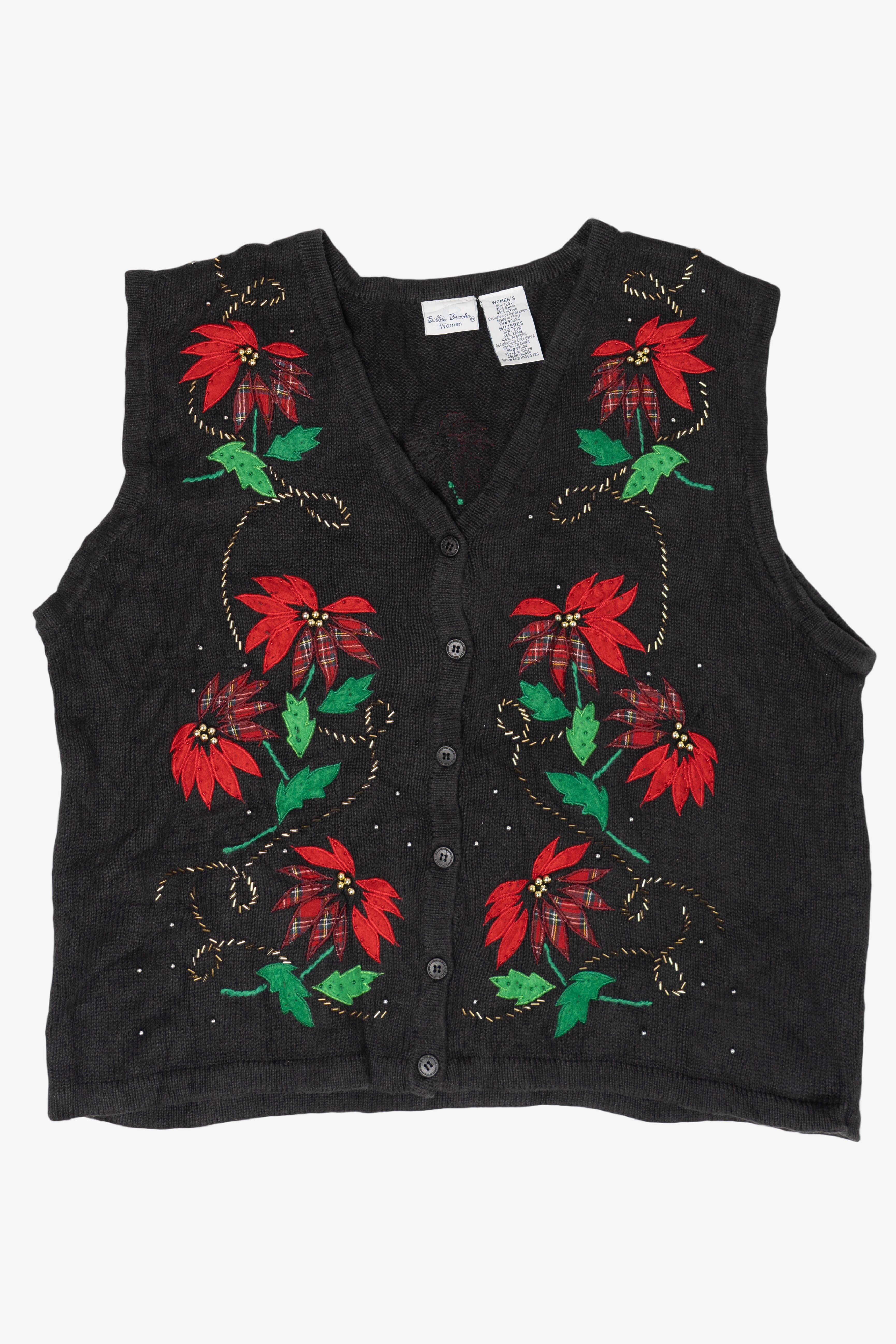 Vintage Poinsettias Ugly Christmas Vest (2000s)