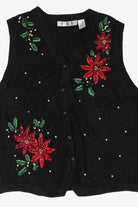 Vintage Poinsettias Ugly Christmas Vest (2000s)
