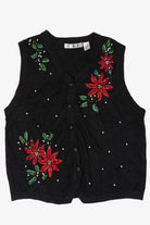 Vintage Poinsettias Ugly Christmas Vest (2000s)