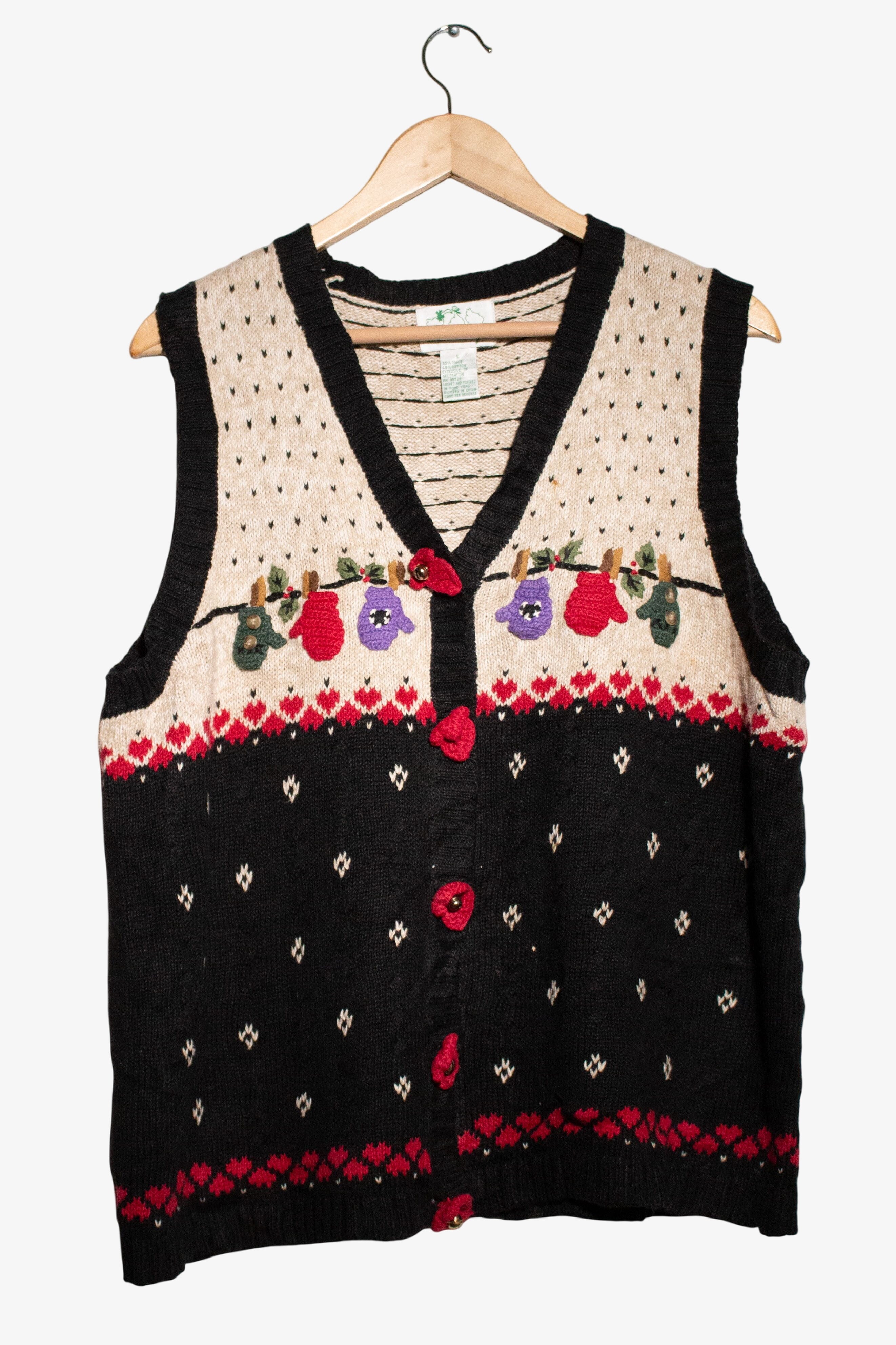 Vintage Bells & Mittens Ugly Christmas Vest (1990s)