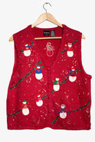 Vintage Red Snowmen Ugly Christmas Vest (2000s)